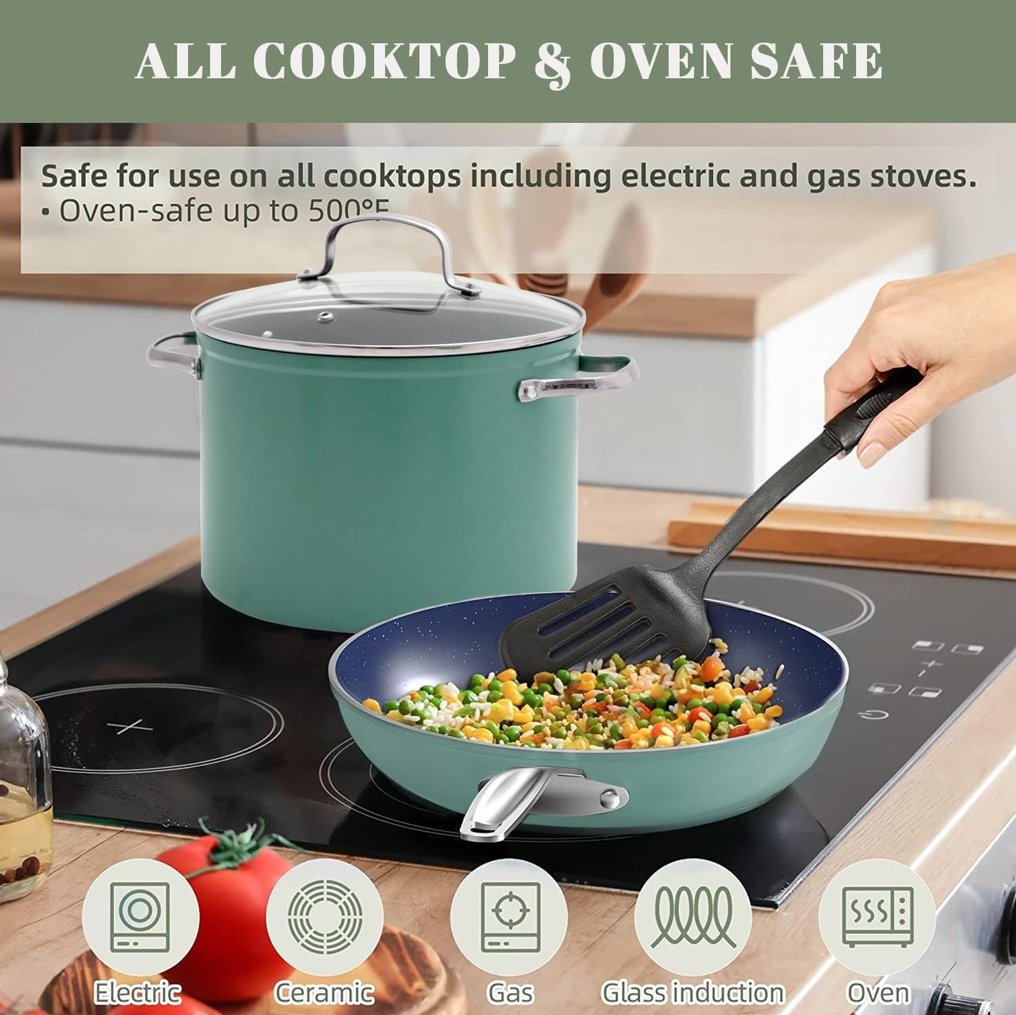 Nuwave 12pc Forged Lightweight Cookware Set, G10 Healthy Duralon Ceramic Ultra Non-Stick Coating, Vented Tempered Glass Lids, Stay-Cool Handles, Induction-Ready & Works on All Cooktops, PFAS Free