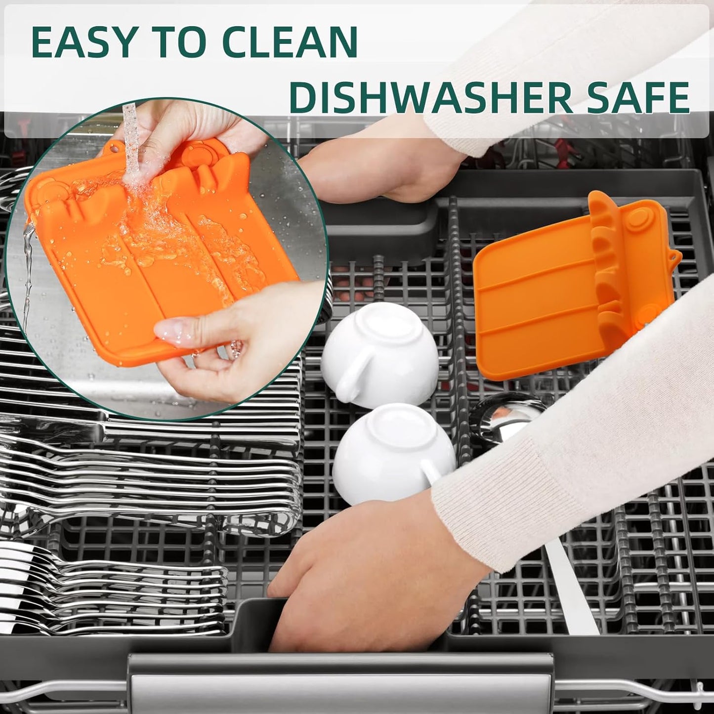 Spoon Rest, Silicone Spoon Holder for Stove Top with Drip Pad Suitable for Multiple Kitchen Gadgets, 3-Groove Upgraded Utensil Rest for Kitchen Counter, Heat-Resistant Dishwasher Safe, Orange