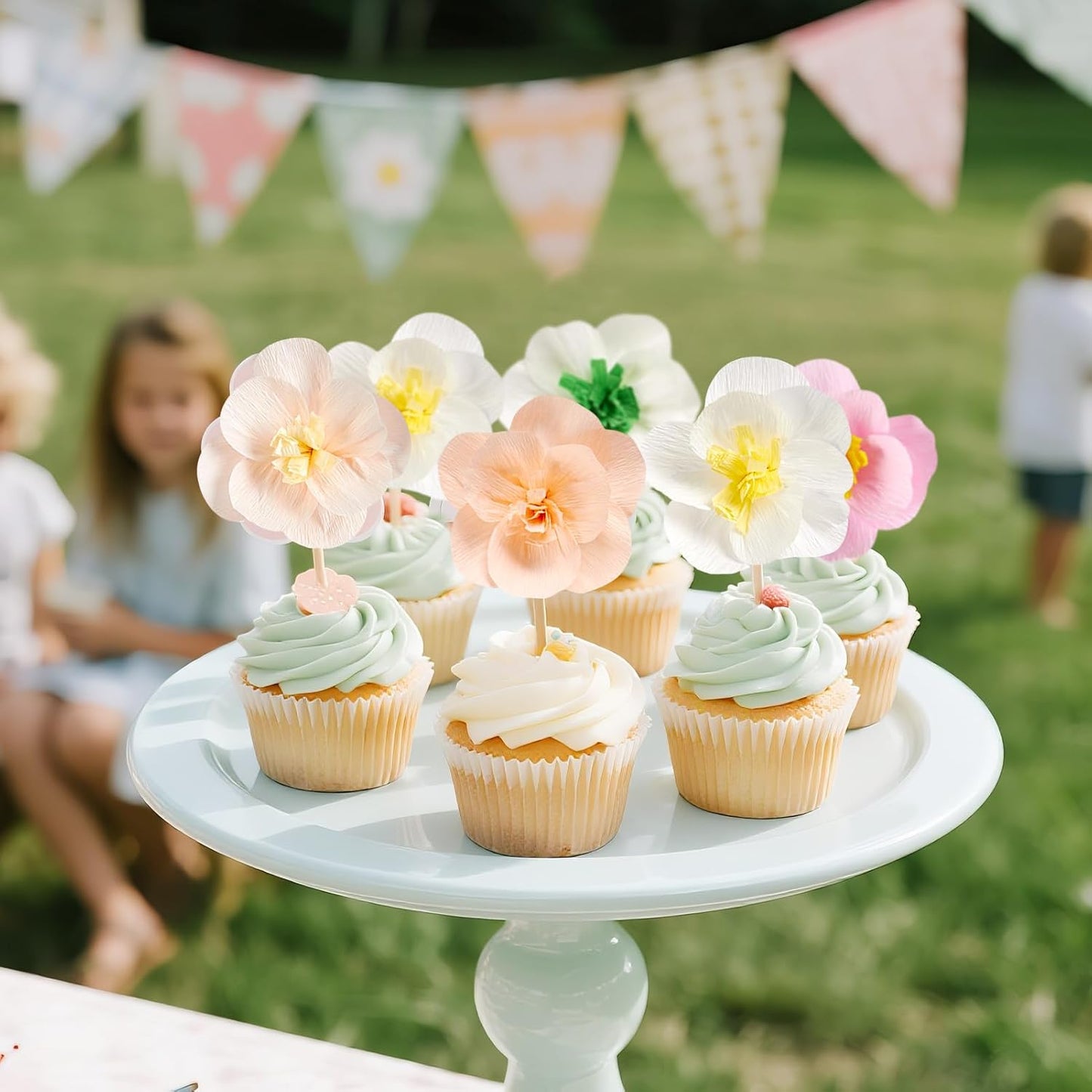 Easy Joy Cupcake Toppers, Wildflower Party Decorations, Flower Cupcake Toppers, Baby in Bloom Baby Shower Decorations for Kids Cake Birthday Party, Wedding, Flowers Wedding Themed Party 16PCS