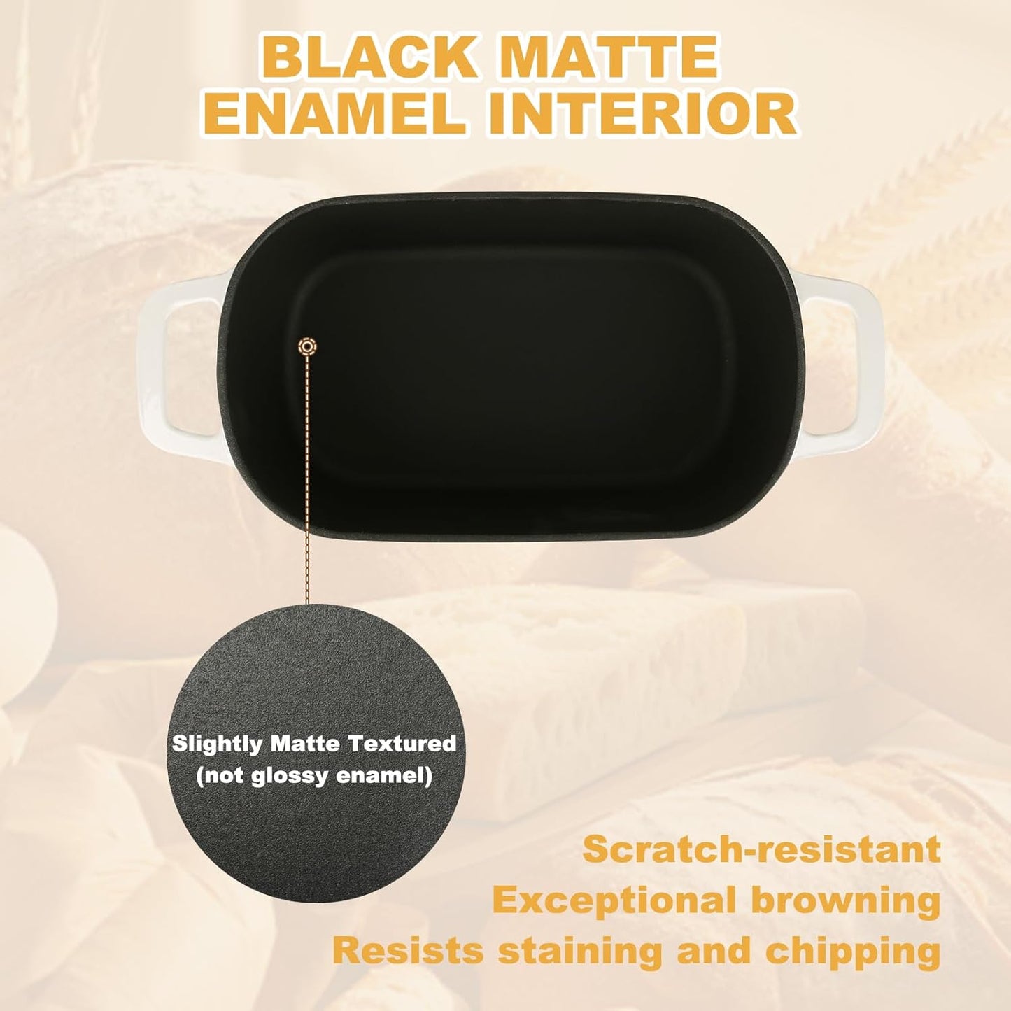 Oval Enameled Cast Iron Dutch Oven with Lid - 3.6QT Sourdough Bread Pans for Baking