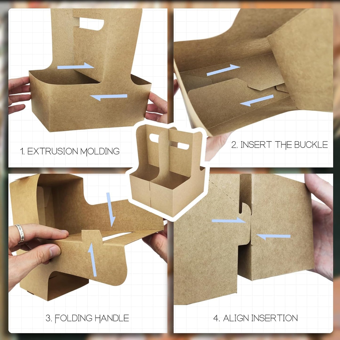 2 Cup Disposable Drink Carrier for Delivery with Handle,15 Count Kraft Paperboard Cup Holder,Cup Carriers for Hot or Cold Drinks,Coffee Carrier, Food Delivery,Take Out Cup Carriers (Brown, 15 PCs)