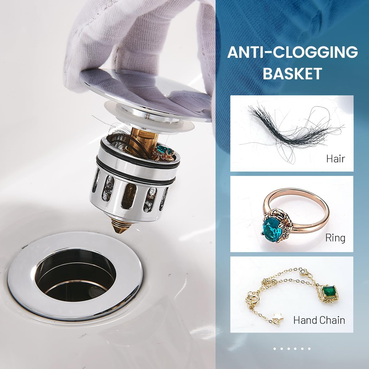 Pop Up Drain Without Overflow, Bathroom Sink Stopper for Vessel Vanity Sink 2 Pack Polished Chrome, All Metal - Big Cap Fit for Vessel or Undermount Sink, RM082A-P2