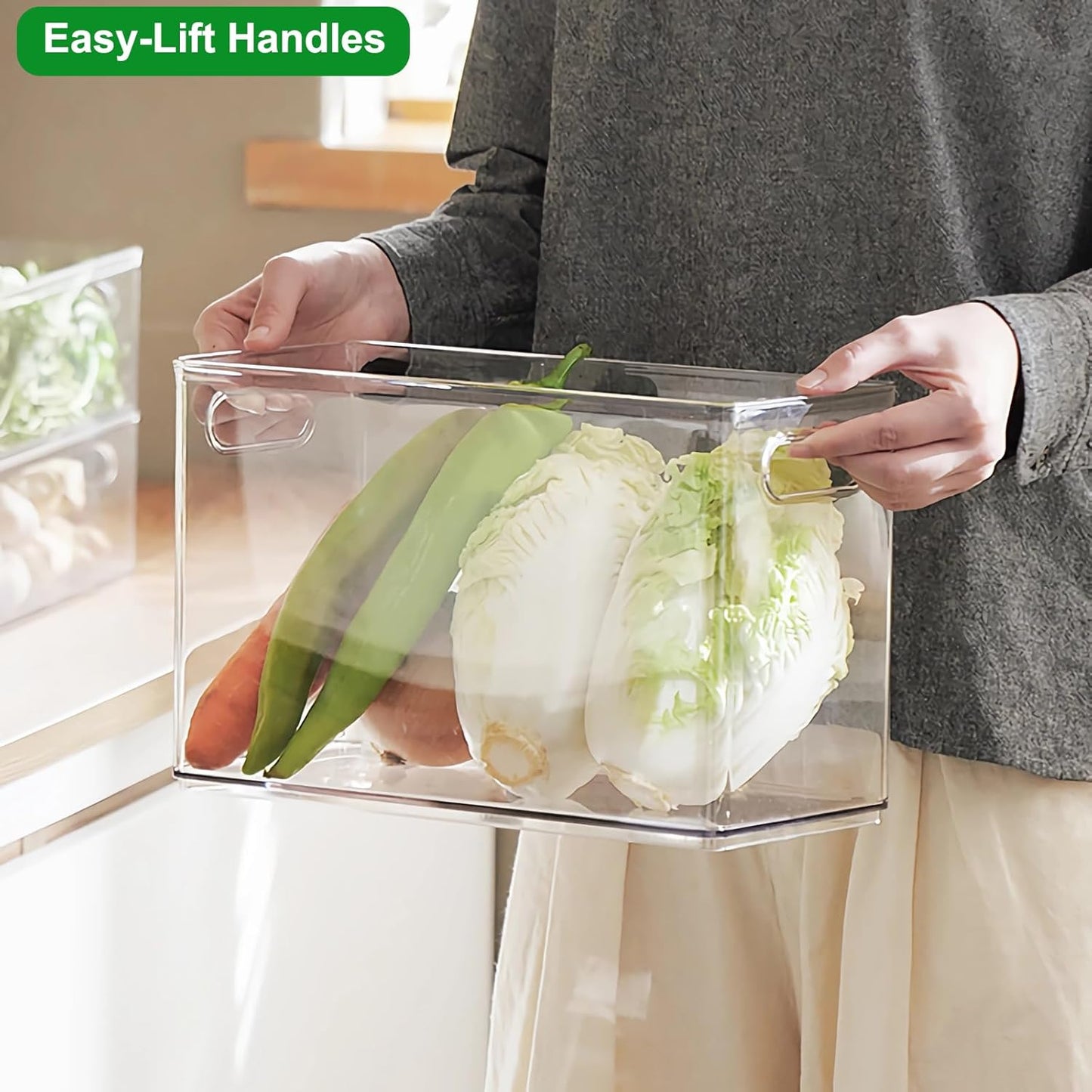 Taiuloo Clear Stackable Storage Drawers - 9.51 Quart Large Plastic Organizer Bins with Pull-Out Drawer, Kitchen Fridge, Bathroom Vanity & Pantry Cabinet Organization