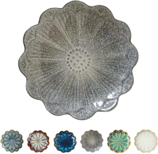 Ceramic Spoon Rest for Stove Top, Flower Cute Spoon Rest for Kitchen Counter, Cooking Spoon Holder for Kitchen Counter, Utensil Rest Spatula Rest Ladle Holder Tong Rest, 1 PC (Retro Volcanic Ash Gray)