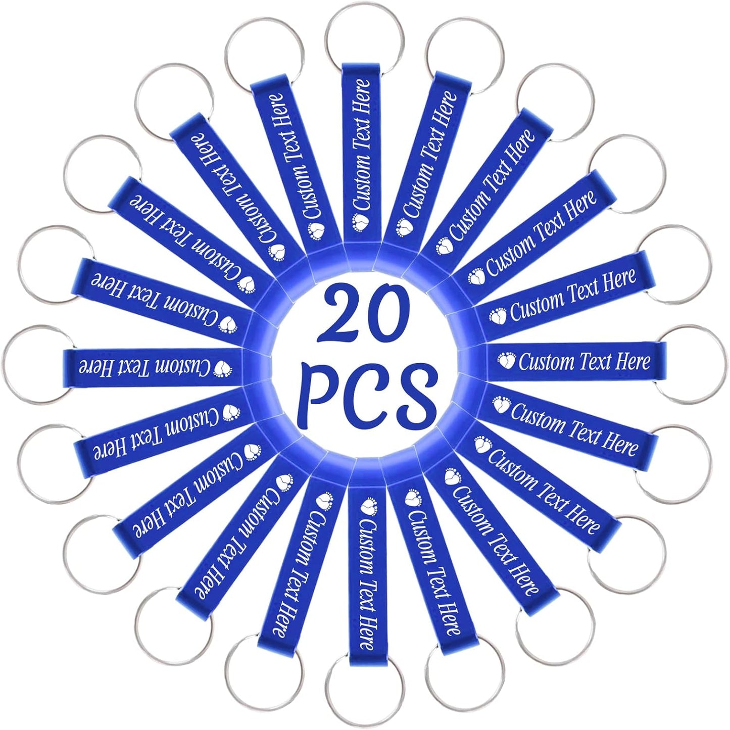 20PCS Personalized Bottle Opener Keychain Bulk Custom Beer Bottle Opener with Logo Text Engraved Wedding Bottle Opener Favors Customized Gifts for Guests Baby Shower Birthday Party-Blue