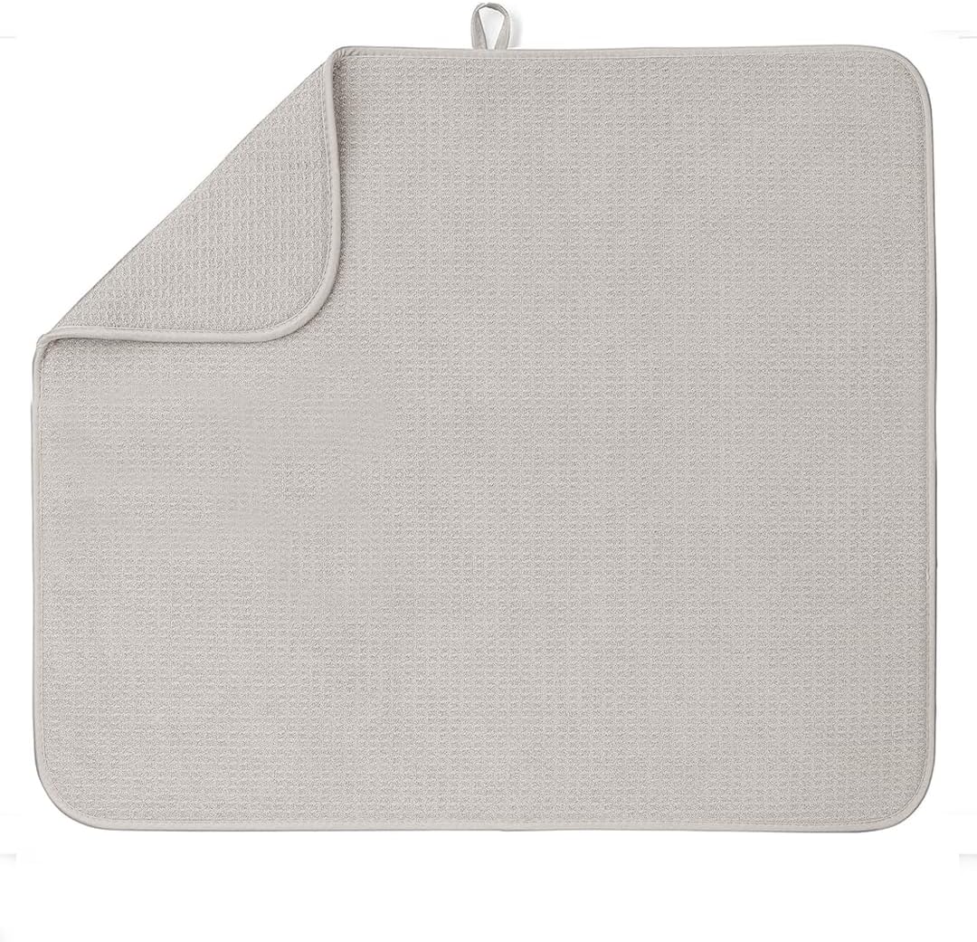 Bellemain XXL Dish Mat Microfiber Dish Drying Mat, Super absorbent (Light Grey, 16" x 18")