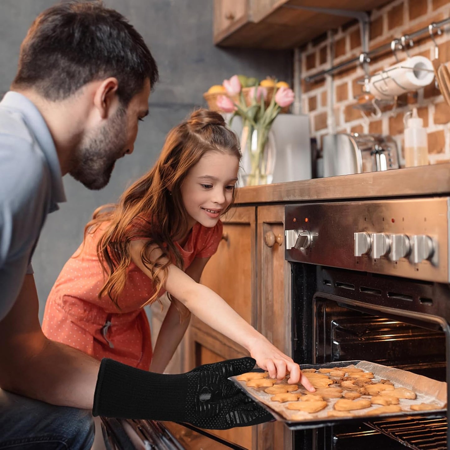 UBeesize Lengthen BBQ Gloves (Bear Paw), 1472°F Heat Resistant Grill Glove, 14 inch Fireproof Oven Gloves for Cooking, Non-Slip Fire Glove for Grilling, Barbecue, Smoker, Baking, Frying