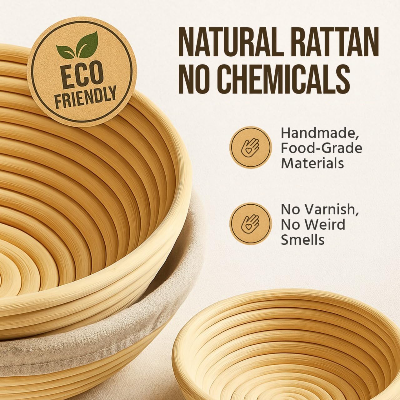 Trailblaze Banneton Bread Proofing Basket - Sourdough Bread Baking Supplies – Sourdough Starter Kit – Sourdough Proofing Basket Gift for Bakers - 2x Round Bread Baskets (9 Inch)