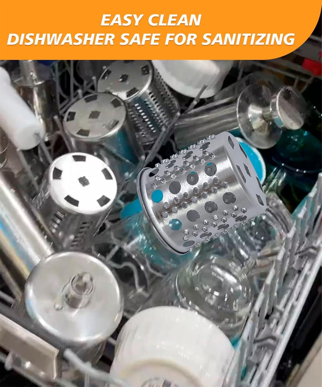 Stainless Steel Salad Maker Attachment for KitchenAid Mixers, Large Slicer Shredder & Cheese Grater Accessories with 4 Blades,Dishwasher Safe