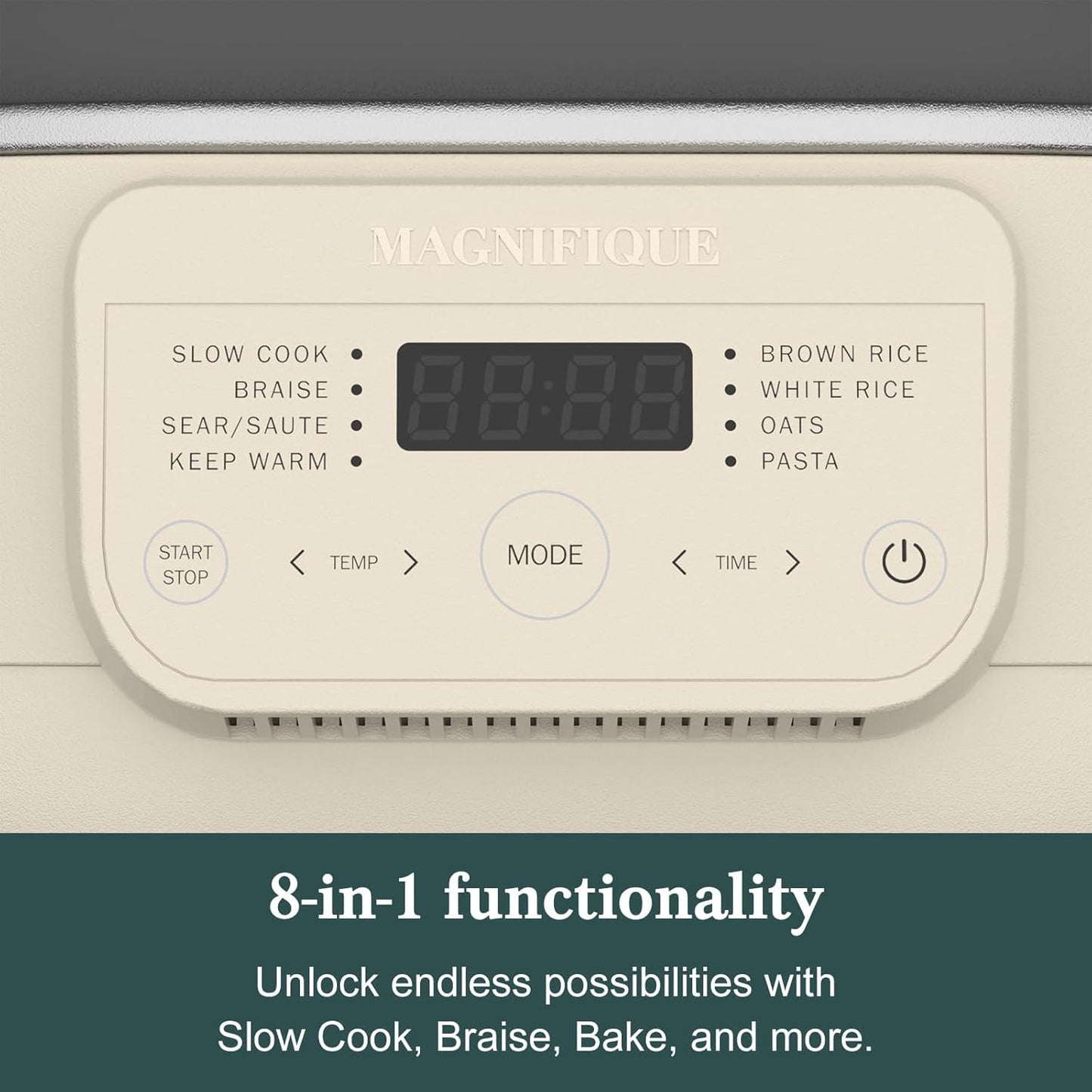 6 Quart Slow Cooker, with 8-in-1 Multi-Cooker, Casserole Programmable crock pot, Dutch Oven, Pasta, Nonstick, Oven Safe Pot to 500°F, Oatmeal