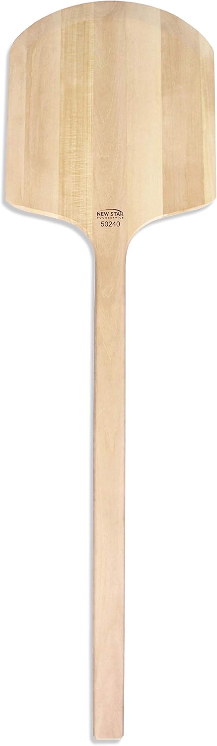 New Star Foodservice 50240 Restaurant-Grade Wooden Pizza Peel, 14" L x 12" W Plate, with 28" L Wooden Handle, 42" Overall Length