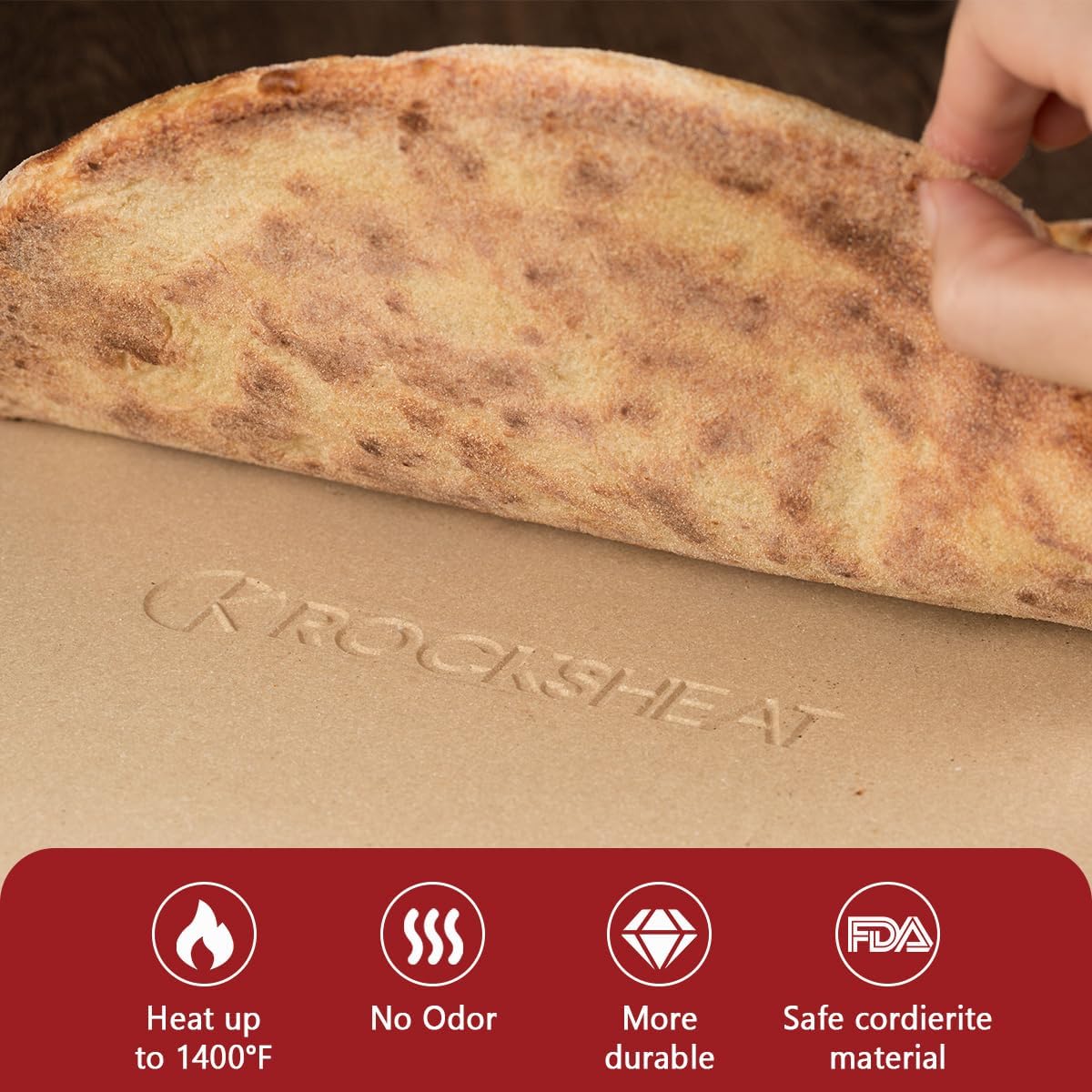 K ROCKSHEAT 15 Inch Round Pizza Stone for Oven Grill BBQ, Cordierite Large Pizza Grilling Stone, Durable Bread Baking Stone 15"