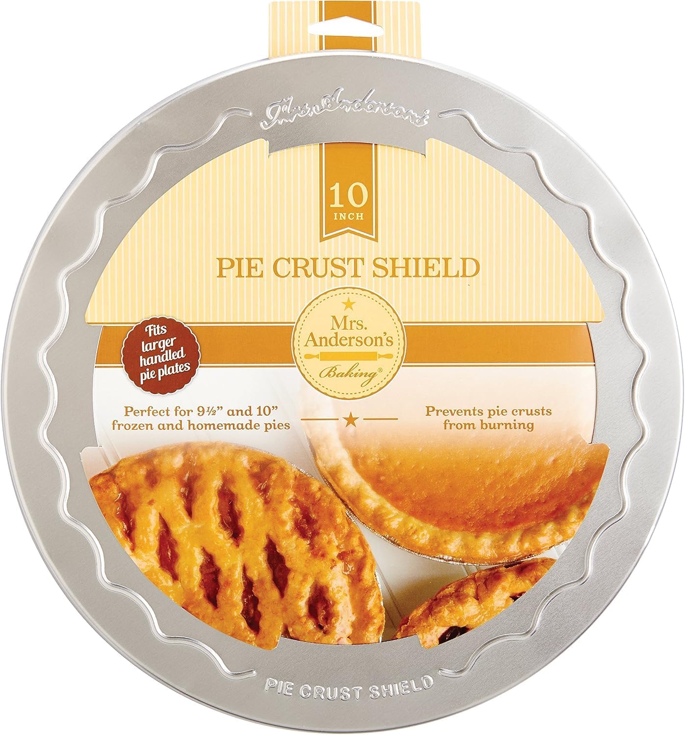 Mrs. Anderson's Baking Pie Crust Protector Shield, Fits 9.5-Inch and 10-Inch Pie Plates