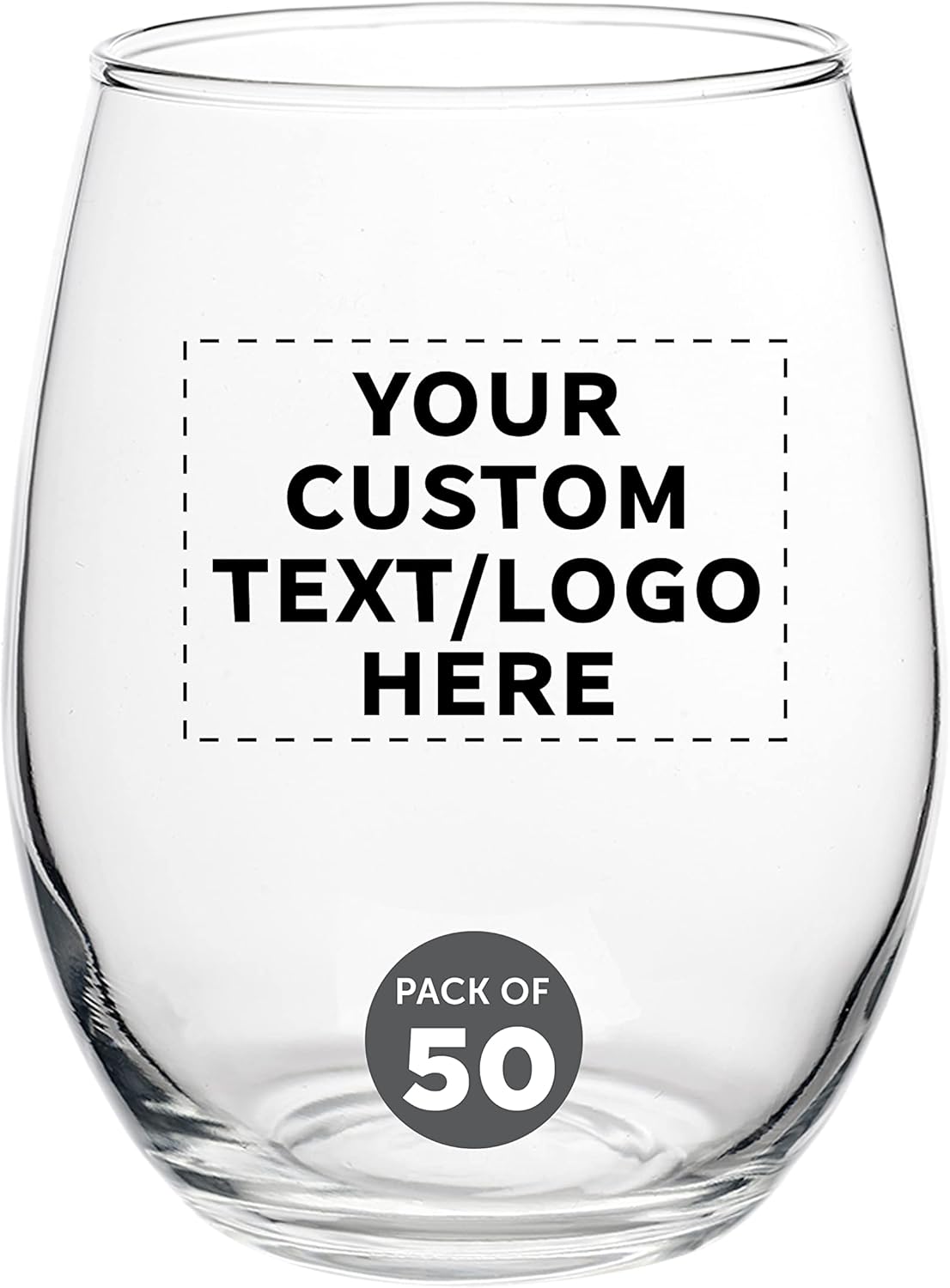 Custom Stemless Wine Glasses by ARC Perfection 15 oz. Set of 50, Personalized Bulk Pack - Restaurant Glassware, Perfect for Red Wine, White Wine, Cocktails - Clear