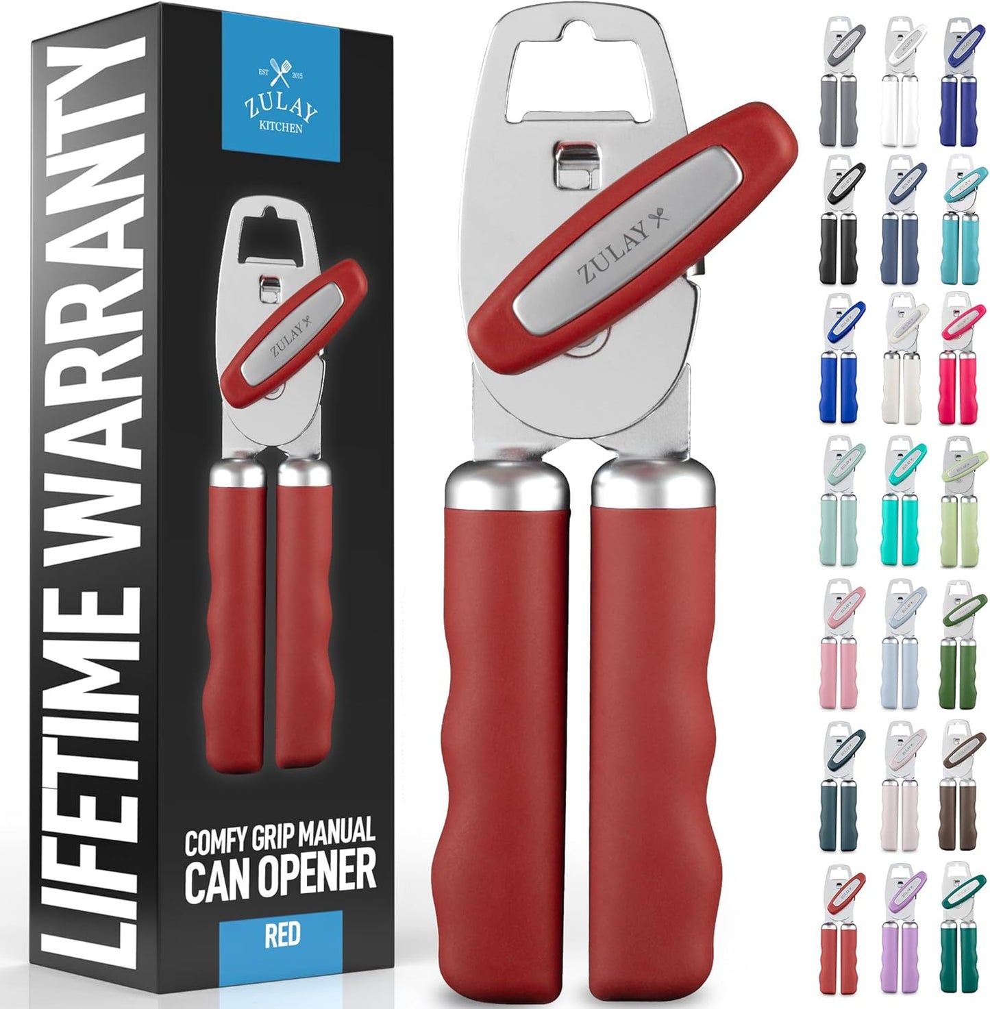 Zulay Kitchen Manual Can Opener with Bottle Opener with Turn Knob