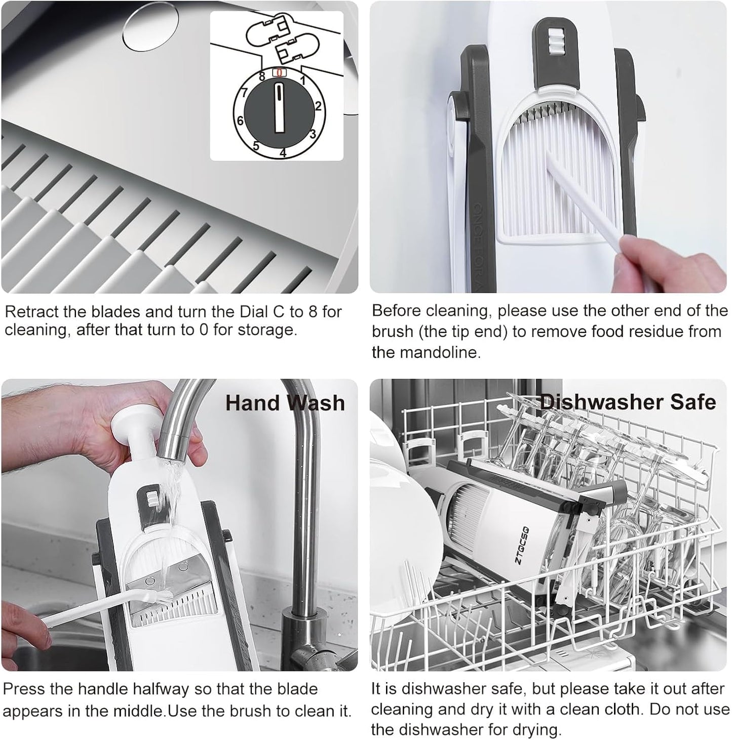 Safe Mandoline Slicer for Kitchen, Vegetable & Food Cutter, Thickness Adjustable 0.1-8 mm. Easy to Clean, Storage, Kitchen Faster Slice Artifact (Only Slice) (Gray)