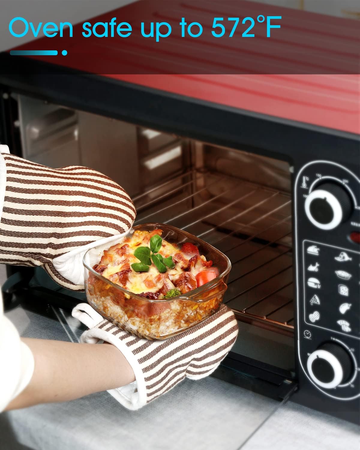 NUTRIUPS 1L Square Glass Casserole Dish with Lid, Mini Glass Casserole Cookware for Oven