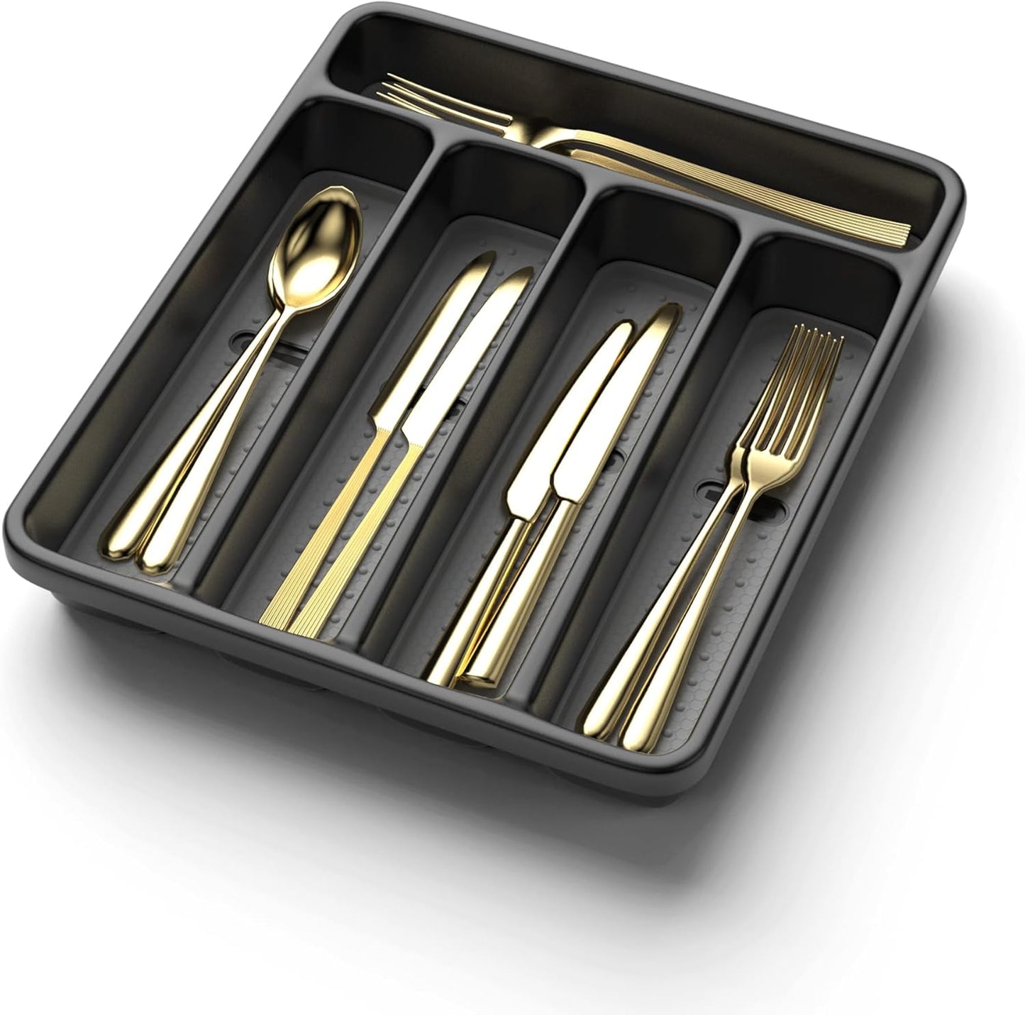 WEBACOO. Silverware Organizer for Kitchen Drawer - Non-Slip Utensil Drawer Organizer - Dishwasher Safe Cutlery Organizer Holds Spoons, Forks with 5 - Compartment