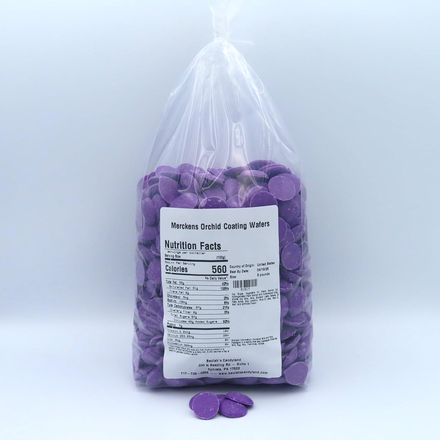 MERCKENS Coating Wafers, Orchid Color Melting Chocolate, 5 Pound Package