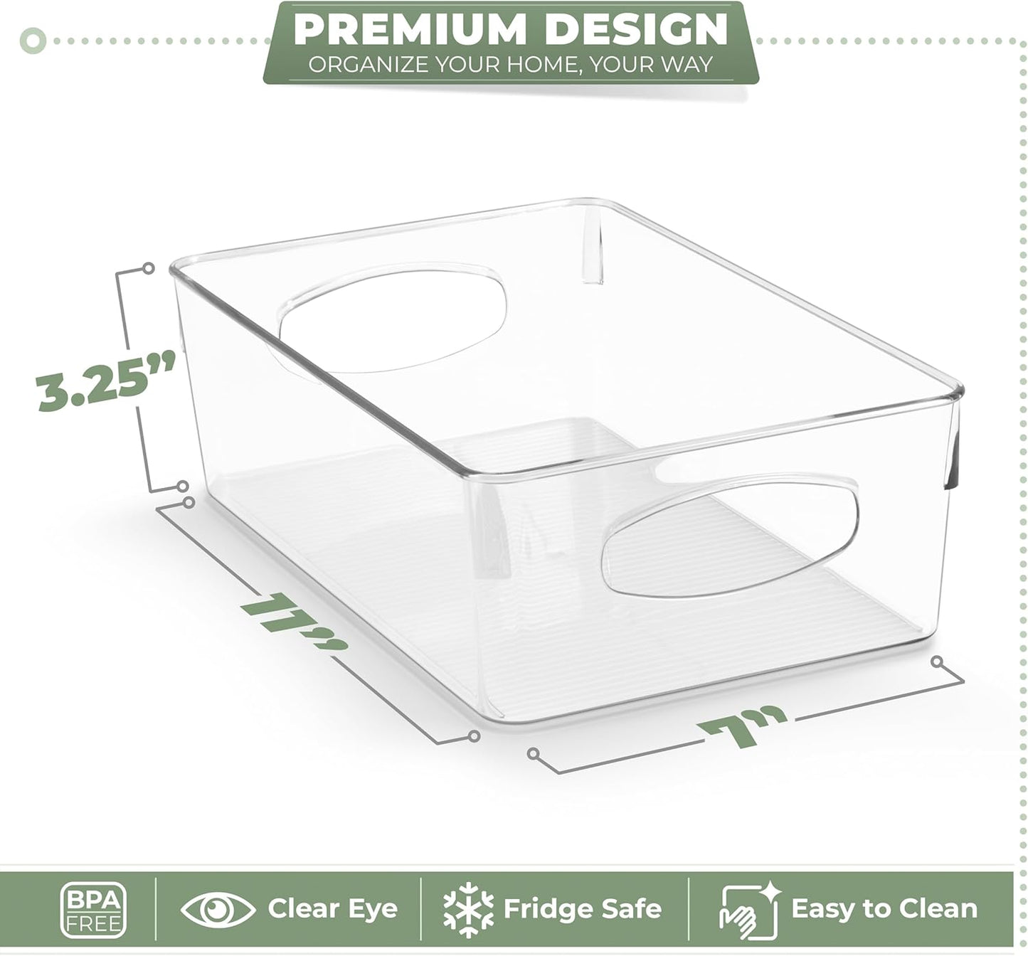 Sorbus 10-Pack Large Clear Plastic Organizing Bins – Clear Bins for Organizing, Refrigerator Organizers, Fridge Organizer, Pantry Storage, Kitchen Organizer, and Pantry Organizers and Storage Bins