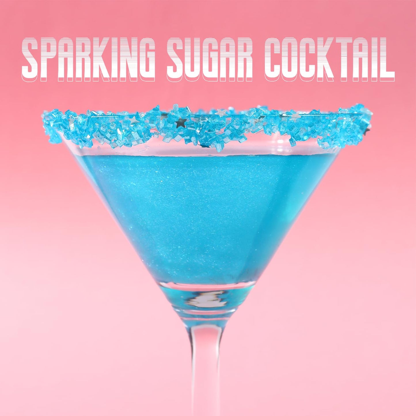 Sanding Sugar Edible Silver Glitter Stars Mix, Edible Blue Sugar Sprinkles for Cake Decorating, Sparkling Edible Sanding Sugar for Cupcake Toppers Cookie Decorations For Wedding Party Celebrations 3.5oz (Sky BLue)