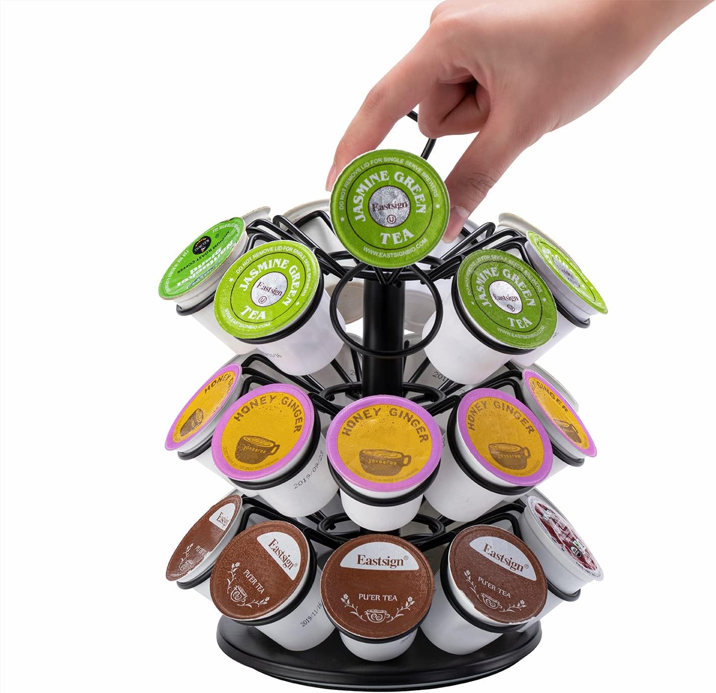 Rice rat K-Cup Storage Coffee Capsules Pod Holder Carousel Capsule Display Storage for k-cup（27pods-3tiers）