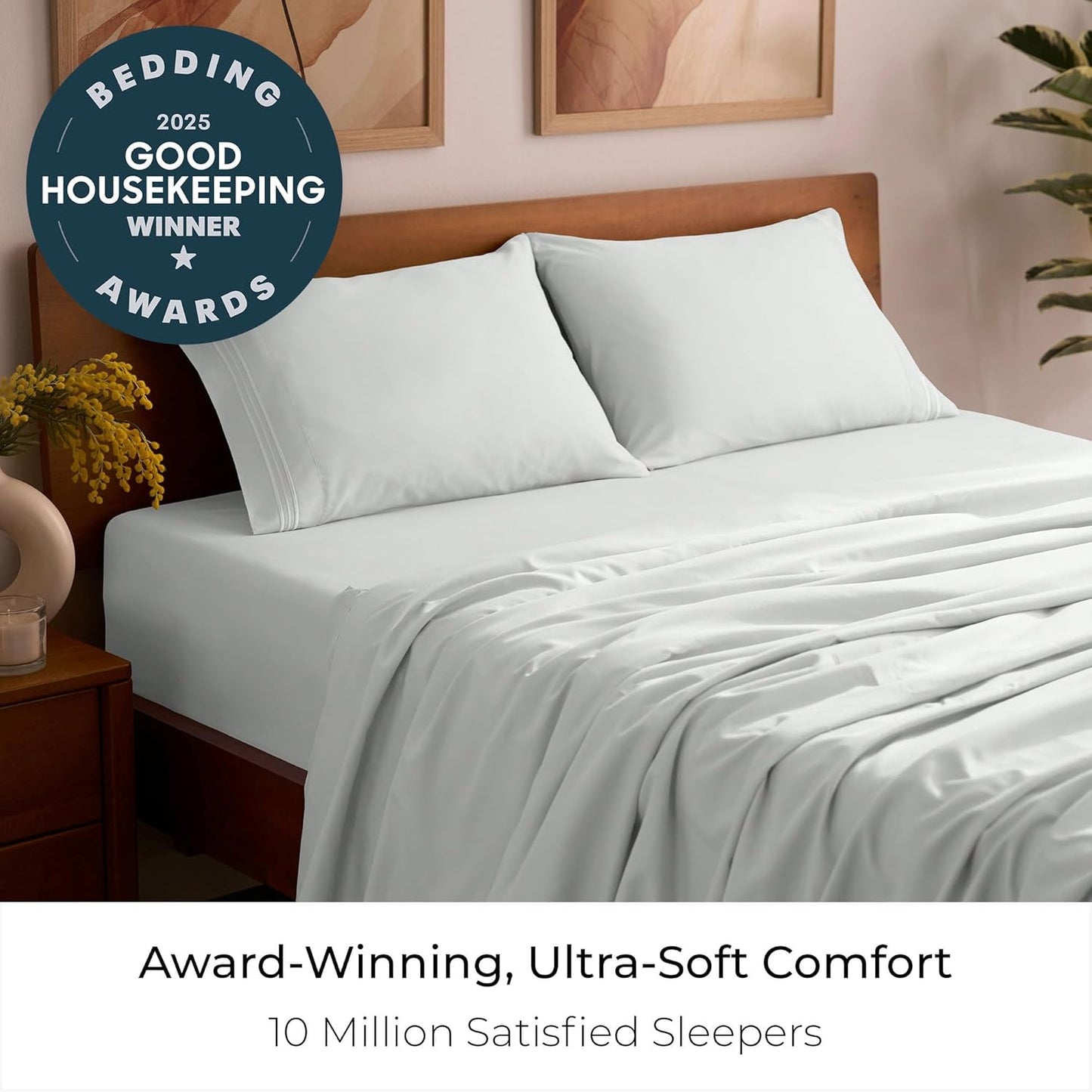 Mellanni Full Sheets Set - 4 PC Iconic Collection Bedding - Hotel Luxury, Extra Soft, Cooling Bed Sheets - Wrinkle, Fade, Stain Resistant (Full, Ivory)