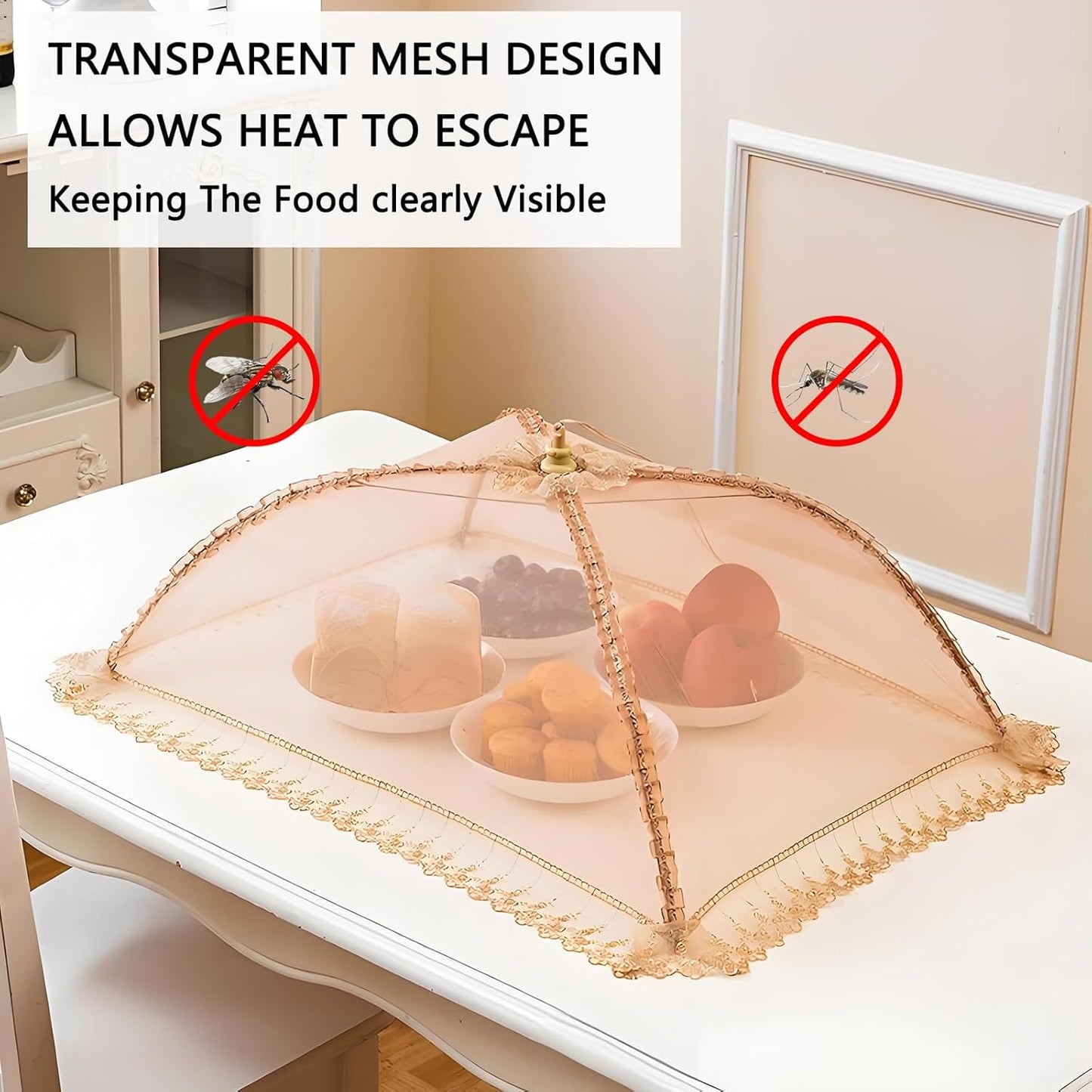 3-Pack 28"x20" - Extra Large Food Covers for Outside, Pop-Up Food Nets & Tents for Outdoors | Bug Proof Reusable Covers for Parties, Picnics, BBQs, Camping Essentials (Collapsible)