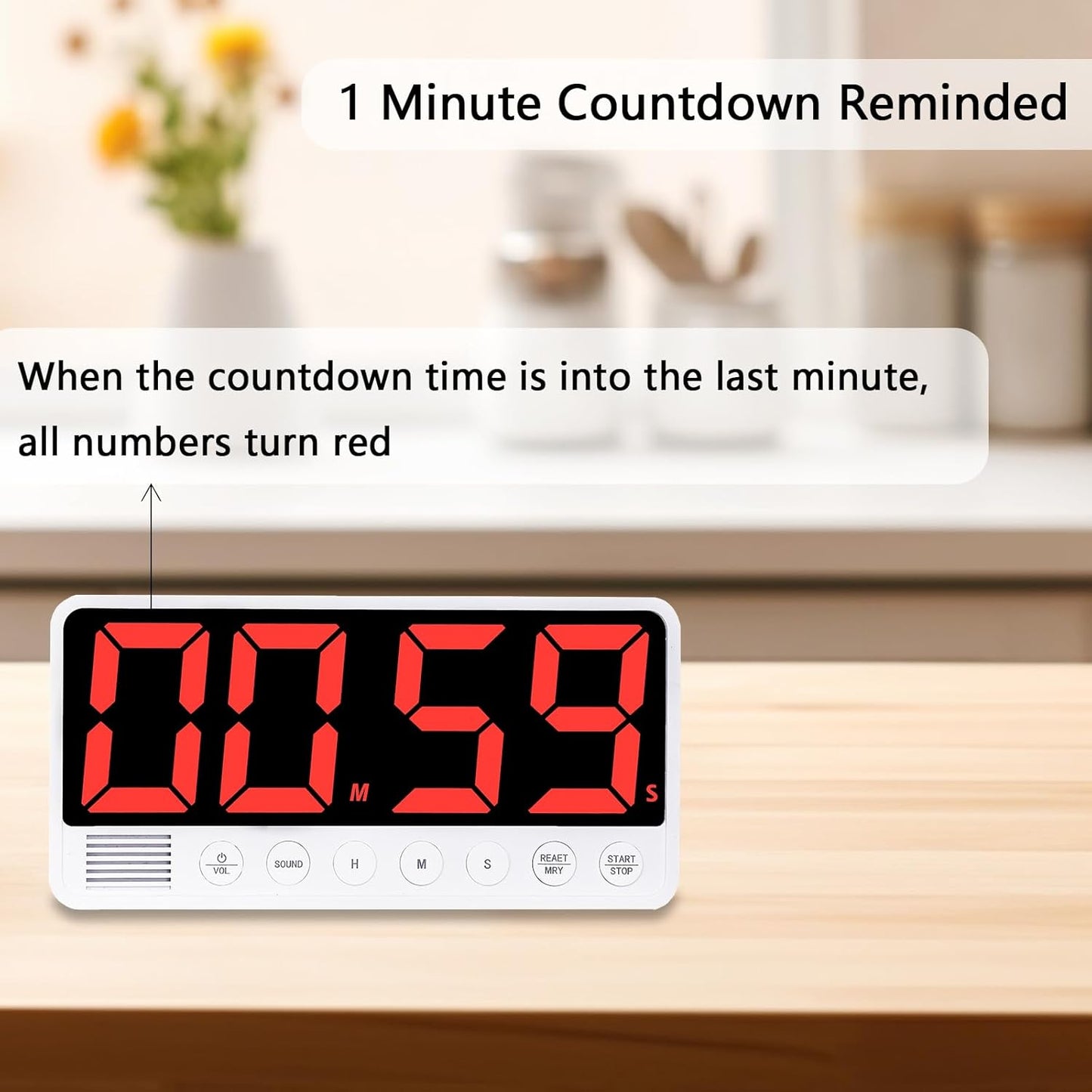 Digital Kitchen Timer with 7.1” Extra Large Display, Rechargeable Magnetic LED Countdown/Up Memory Timer with 6 Alarms & 4 Volume Levels for Cooking, Classroom, Office, Home Gym (White)
