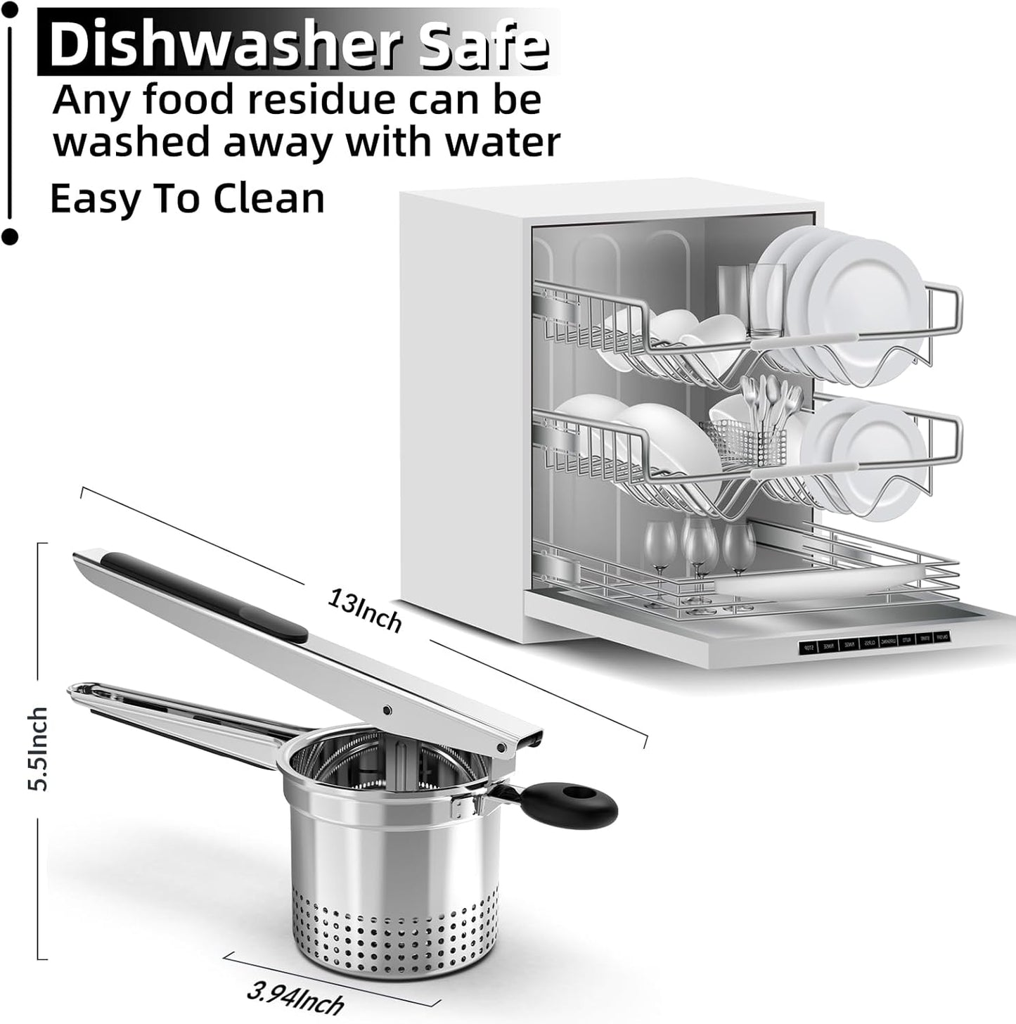 SPEENSUN Potato Ricer, Large 15 oz Potato Masher Make Fluffy Mashed Potatoes With Extra Hole, Heavy Duty Potato Ricer Stainless Steel, Comfort Non-slip Silicone Handle Ricer For Mashed Potatoes