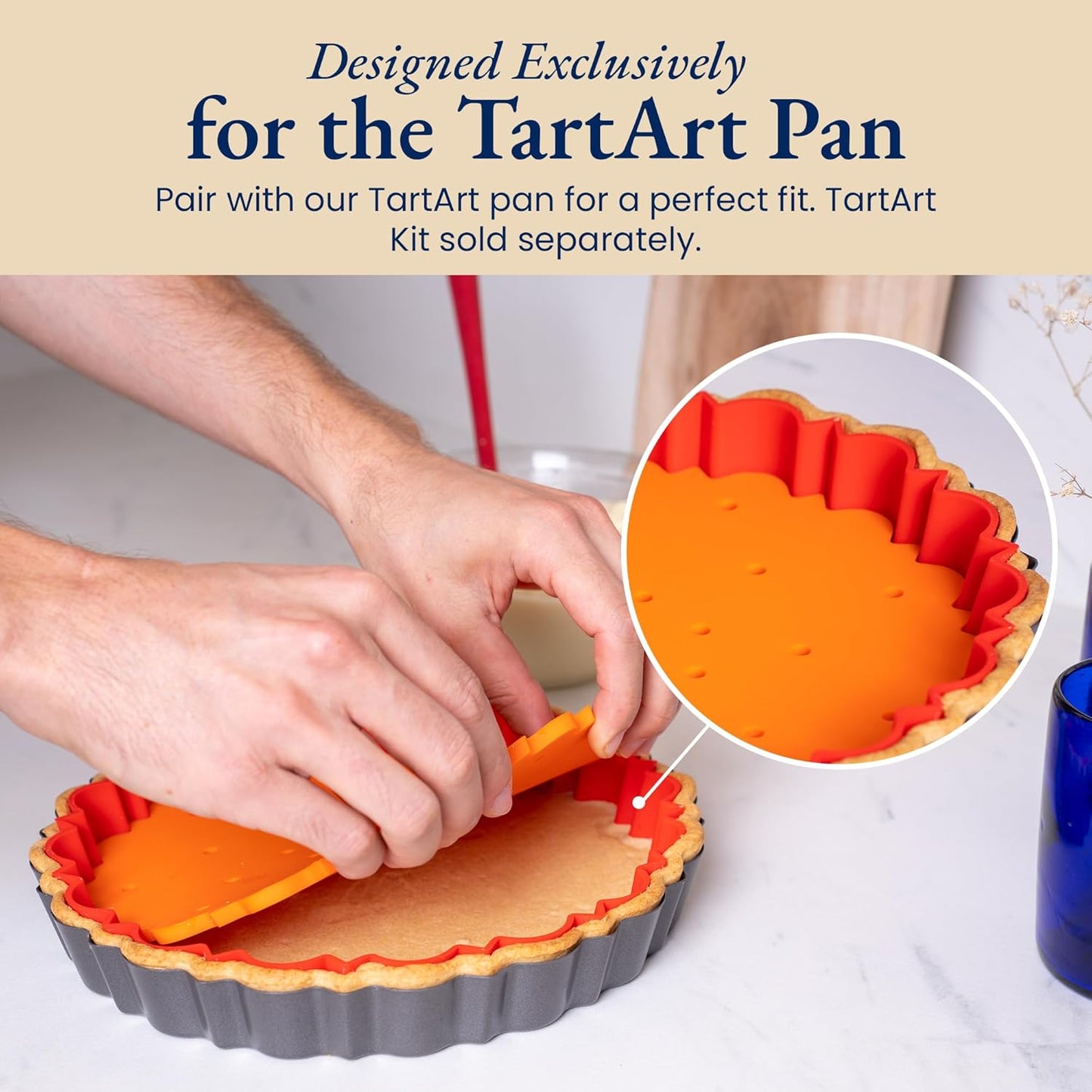 PressPerfect Silicone Pie Weight - Patented Blind Baking Insert for TartArt 9 Inch Tart Pan - Alternative to Ceramic Pie Weights for Baking Crust - No Puff Ups or Cracked Crusts