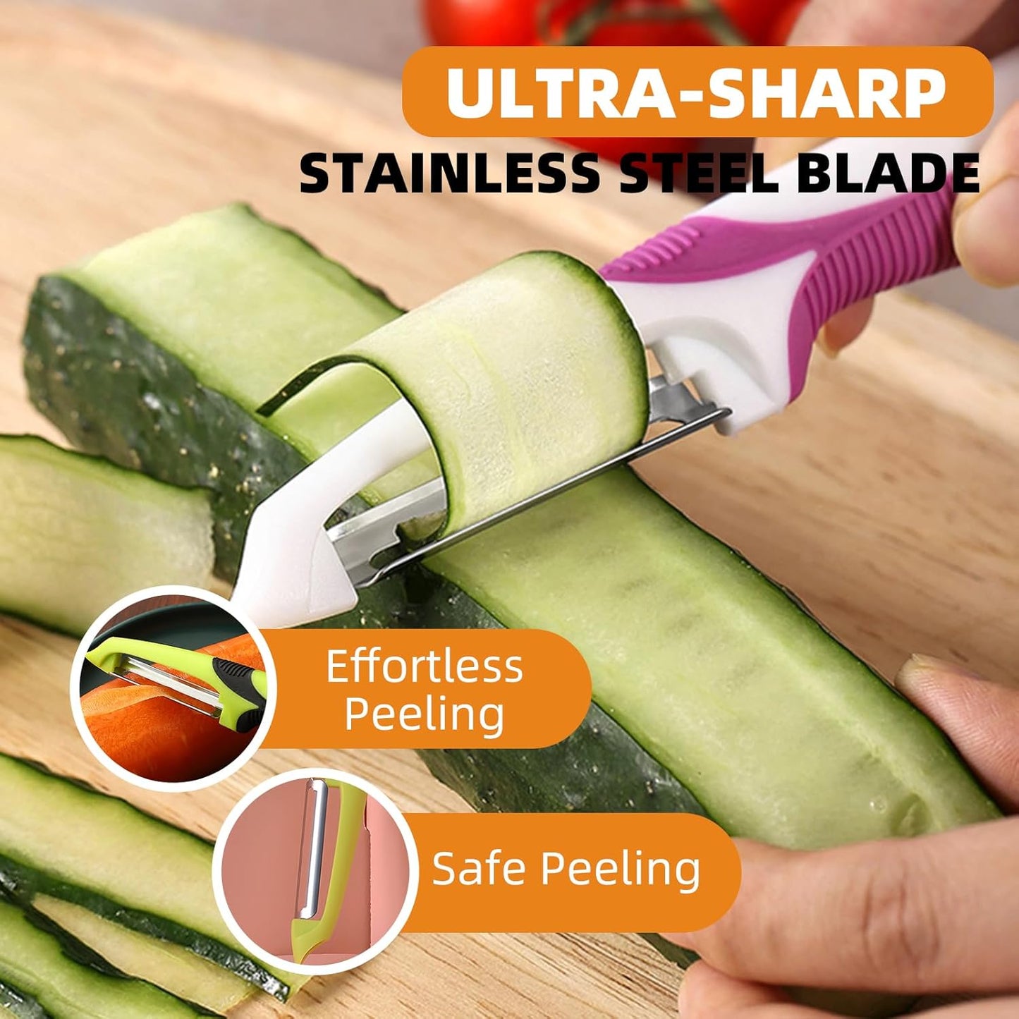 Trez Treamer Vegetable Peelers for Kitchen,6PCS P Peelers Stainless Steel Potato Carrot Veggie Zucchini Cucumber Apple Peeler,Ultra-thin Peeling (6 P Peelers)