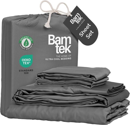 100% Viscose from Bamboo Sheets California King Size, Super Soft Bedding Set, 4PC Cooling Sheets for Hot Sleepers, Vegan Silk Moisture Wicking, Organically Grown Bedsheet, Steel - 72" x 84"