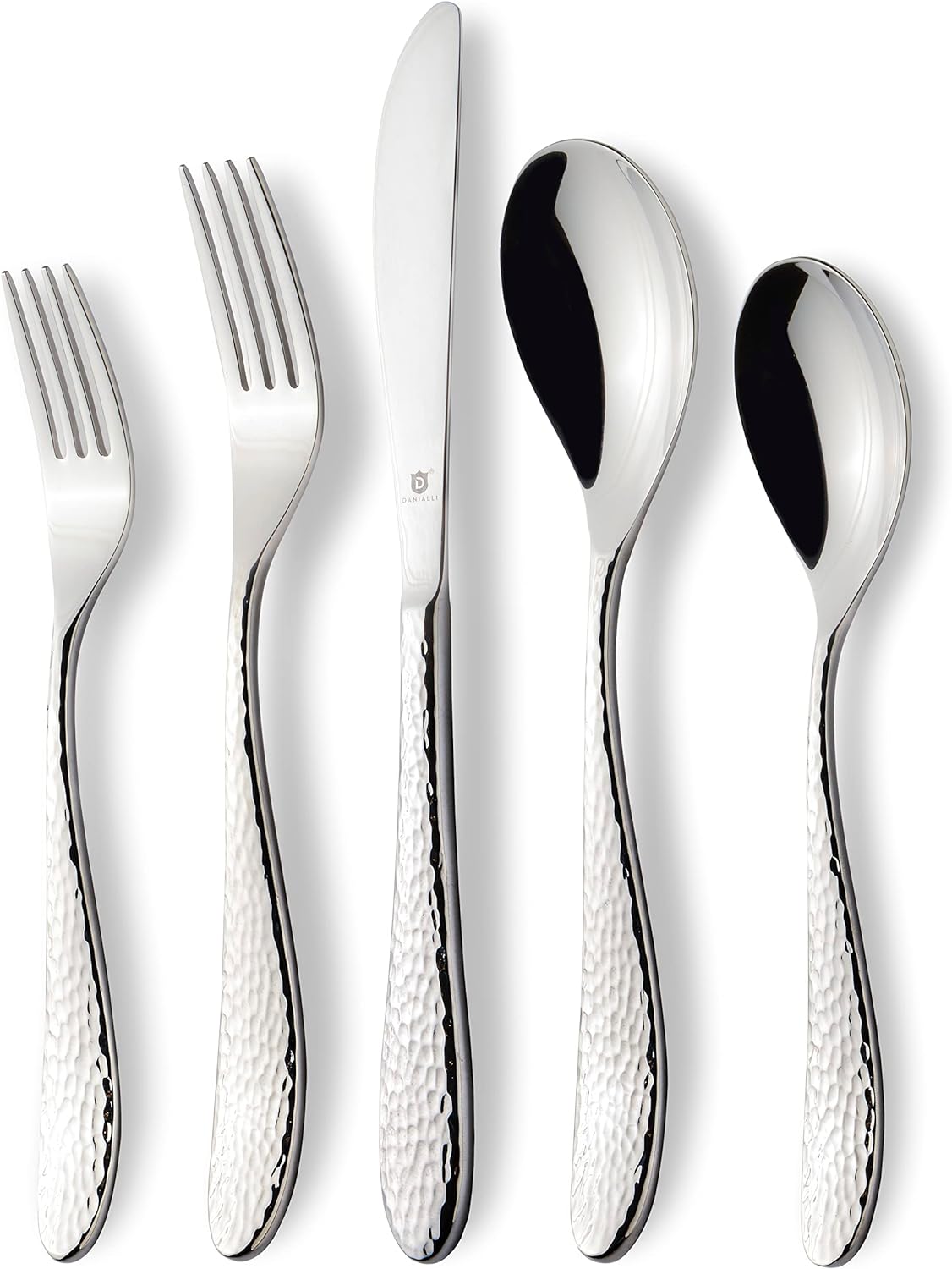 Hammered Silverware Set | Premium 18/10 Stainless Steel Flatware Service for 8 | Heavy-Duty & Dishwasher Safe | Built to Last (40-Piece, Marettimo Hammered)