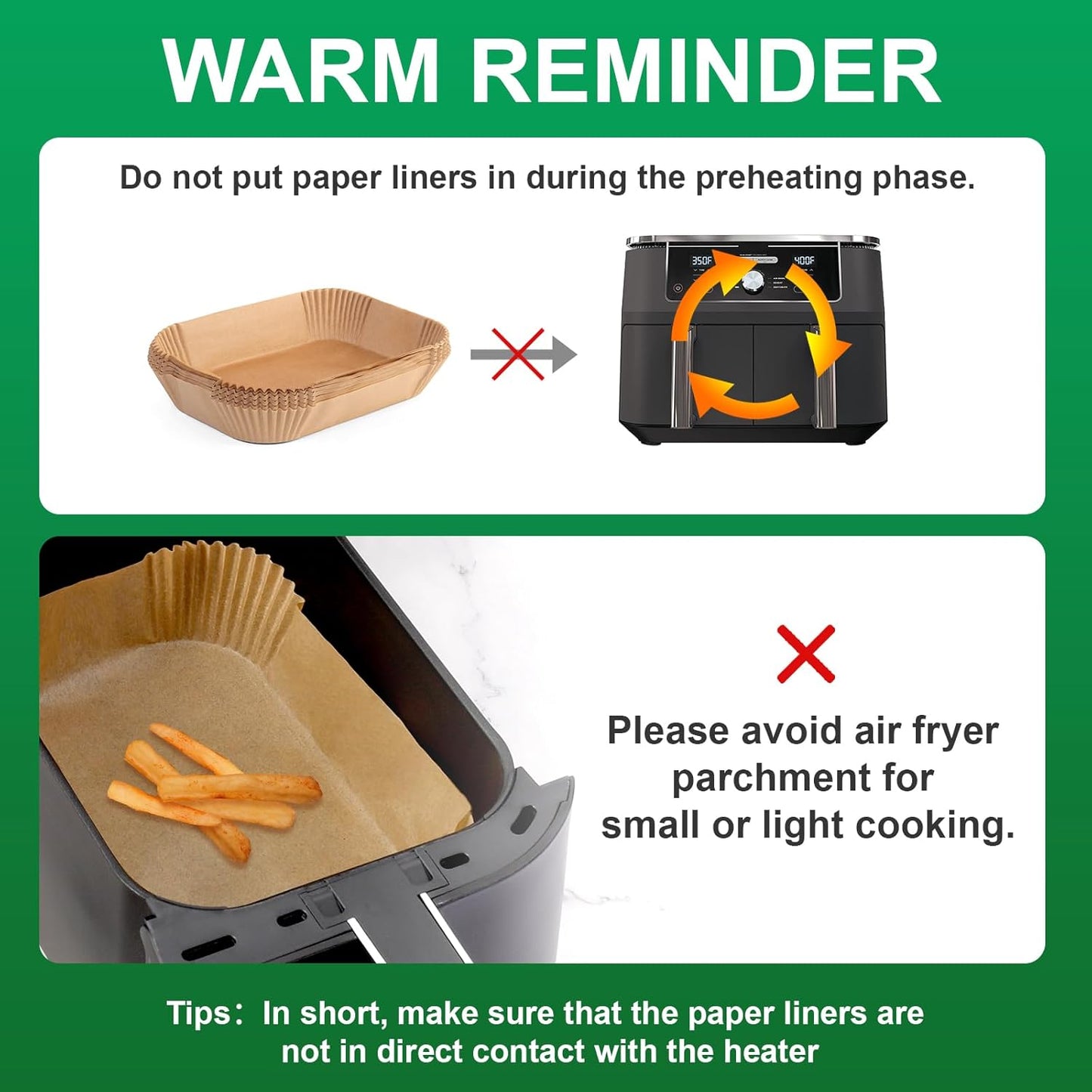 Air Fryer Liners Disposable, 200 pcs Rectangle Air Fryer Parchment Paper Sheets Air Fryer Accessories for Ninja SL401 DoubleStack XL 2-Basket Air Fryer