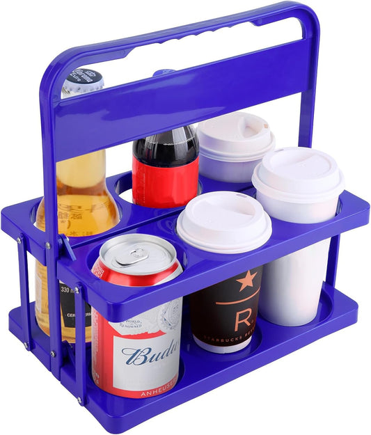 Reusable Drink Carrier with Handle for Doordash, Eats, Grubhub, Portable Cup/Coffee Holder Accessories for Delivery, Foldable Drinks Caddy with Tray, Car Durable Plastic Festive Bottle, Vacation
