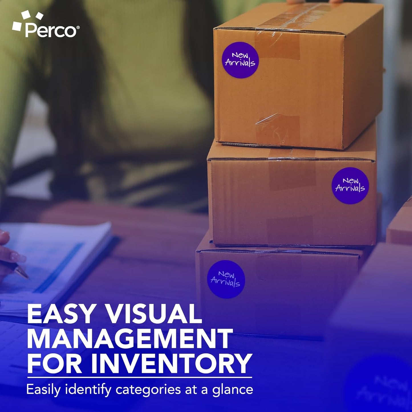 Perco Purple 3-Inch Perforated Circle Dot Sticker Labels — 10 Rolls, 5,000 Round Stickers — with Permanent Adhesive for Moving Boxes, Sale Signage, Displays, Status Messaging—Made in USA