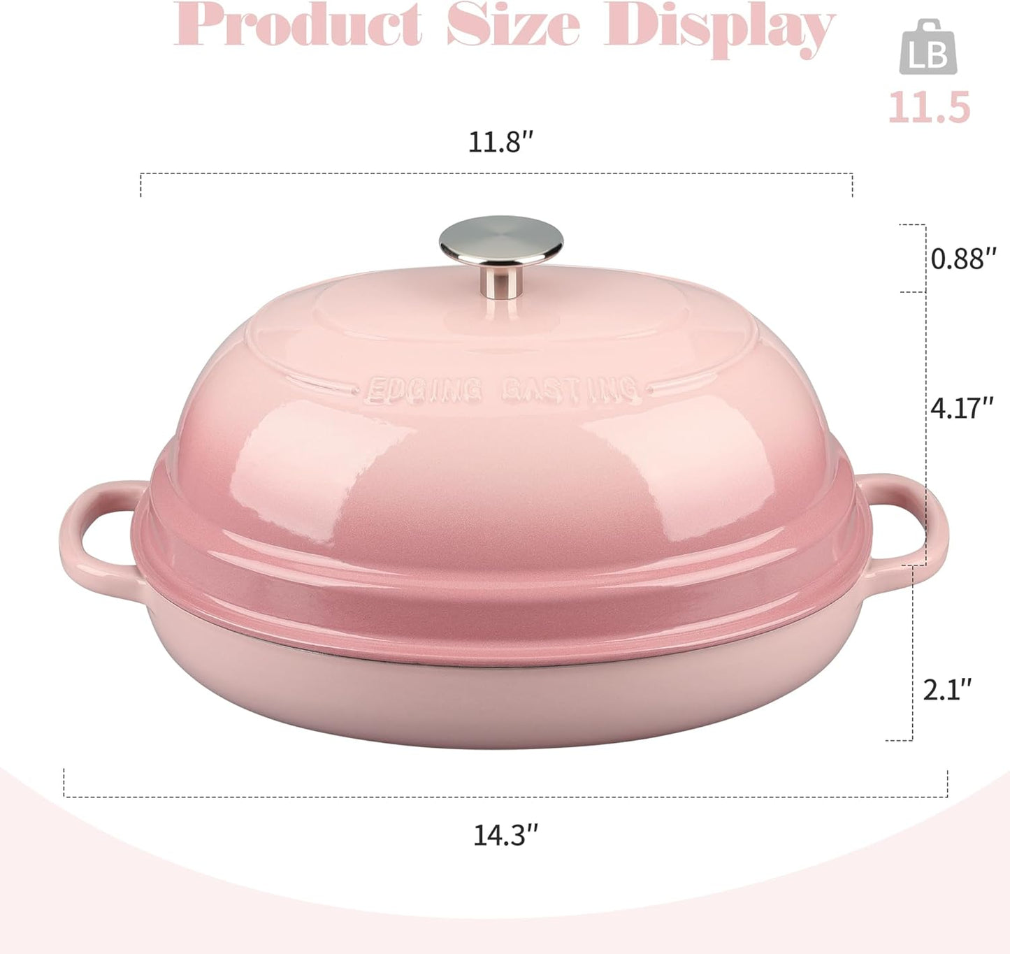 Enameled Oval Cast Iron Dutch Oven Pot with Lid, Bread Dutch Oven for Sourdough Bread Baking, 6QT, Pink