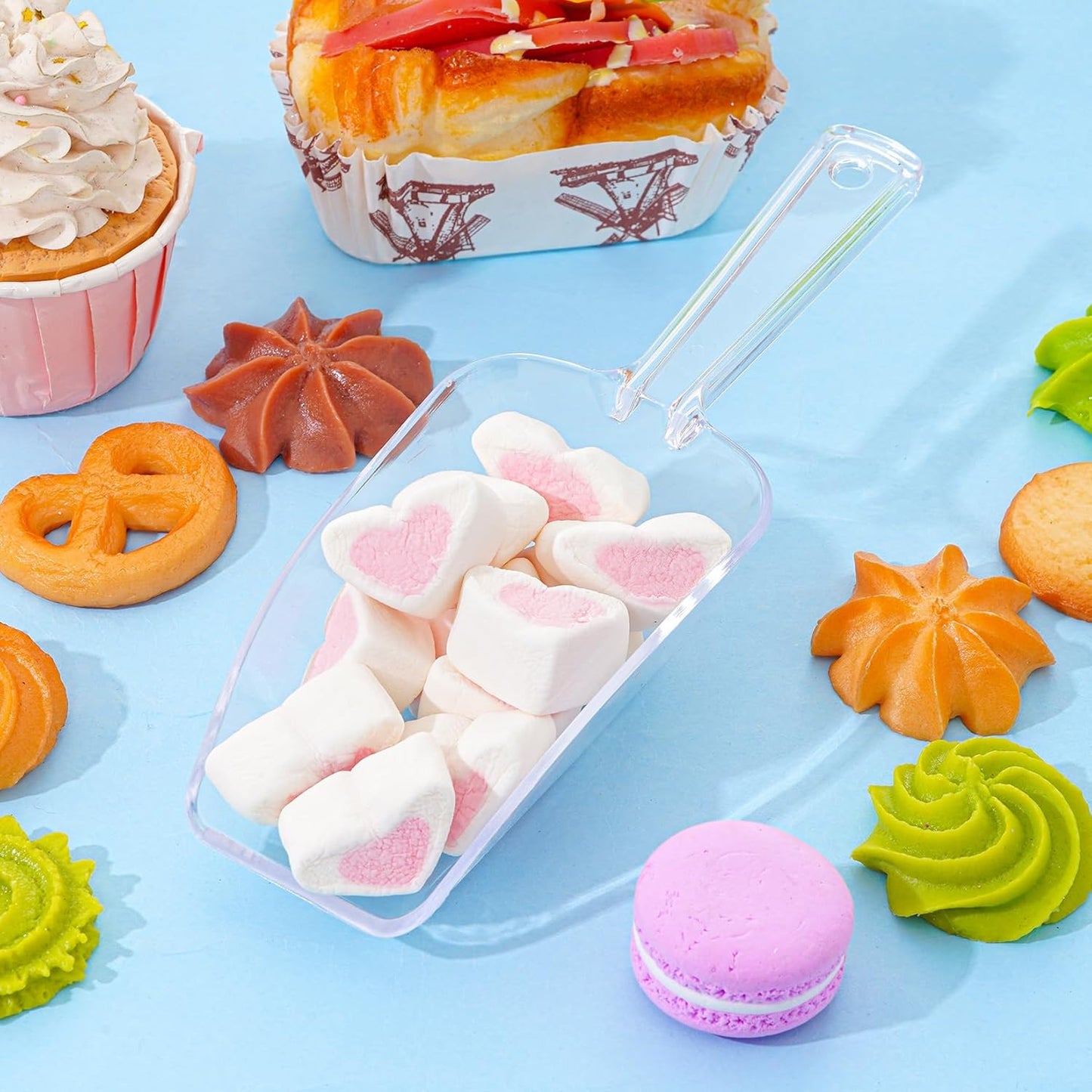 4Pcs Clear Plastic Ice Scoop for Freezer, Mini Candy Popcorn Scoops for Buffet Food Dry Goods, Flour Scoops for Canisters, 7.5 In (Clear)