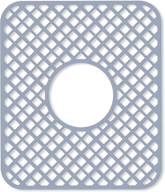 2 Pack Silicone Sink Protector for Kitchen Sink, Lozenge Pattern 13 x 11 inches Sink Grid Mat Silicone Protectors, Center Drain, Gray