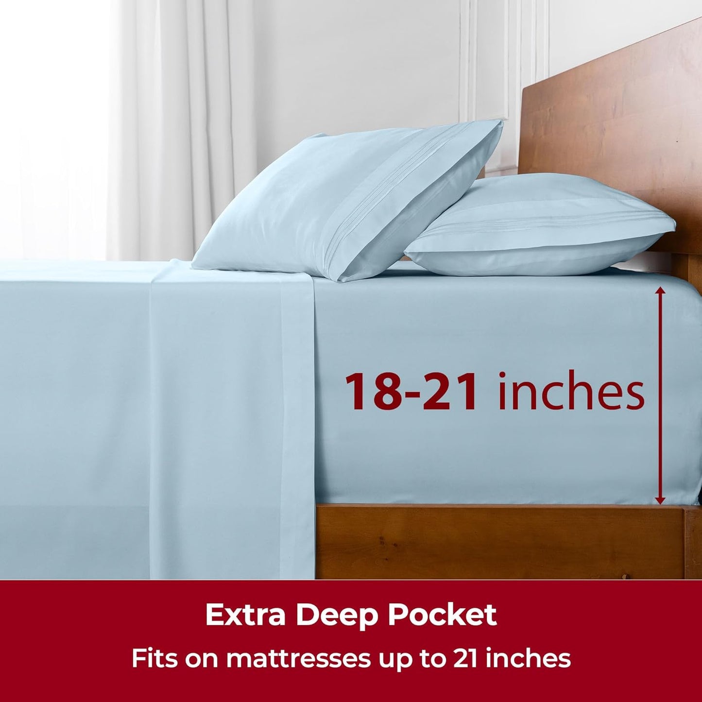Mellanni Extra Deep Twin XL Sheets - 3 PC Iconic Collection Bedding - Hotel Luxury, Ultra Soft, Cooling Bed Sheets - Wrinkle, Fade, Stain Resistant (Twin Extra Long, Aqua)