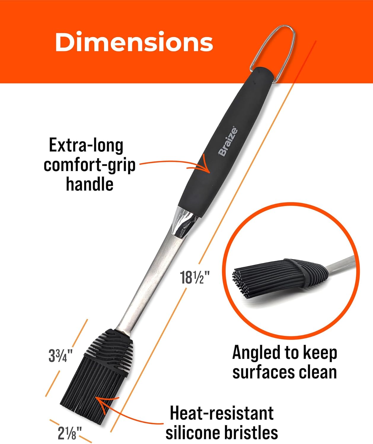 Grill Basting Brush, Silicone BBQ Basting Brush for Cooking Oil & Sauce, Heat-Resistant Baster for Grilling, Barbecue Tool, Dishwasher-Safe Food Basting Mop for BBQ, Smoking & Roasting