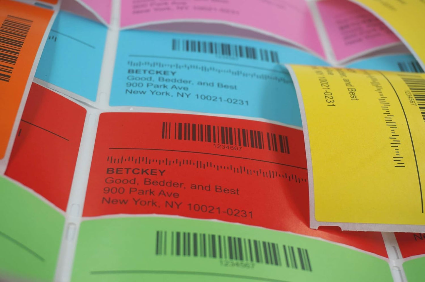 BETCKEY - 4" x 6.5" Large Shipping Labels & Multipurpose Compatible with Zebra & Rollo Label Printer,Premium Adhesive & Perforated[Pink, 6 Rolls, 1500 Labels]