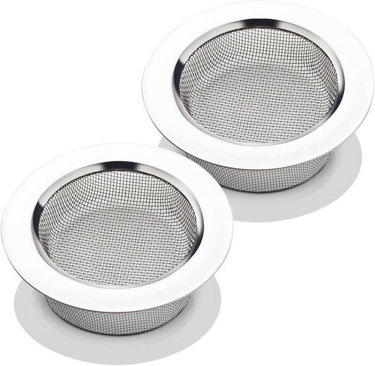 2PCS Kitchen Sink Strainer-Stainless Steel Mesh Drain Strainer,Large Wide Rim 4.5" Diameter
