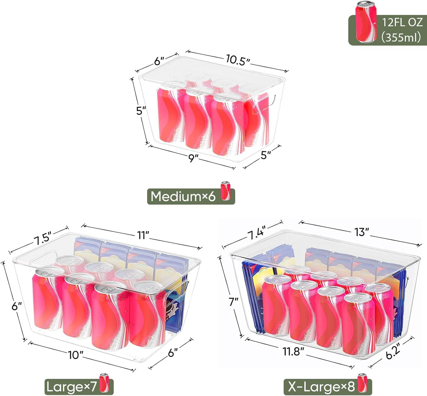 BALEINE Clear Stackable Storage Bins with Lids, Plastic Containers with Handle for Pantry Organizers and Storage, Plastic Bins for Fridge, Kitchen, Bathroom, Cabinet (13x7.4x7, 4PK)