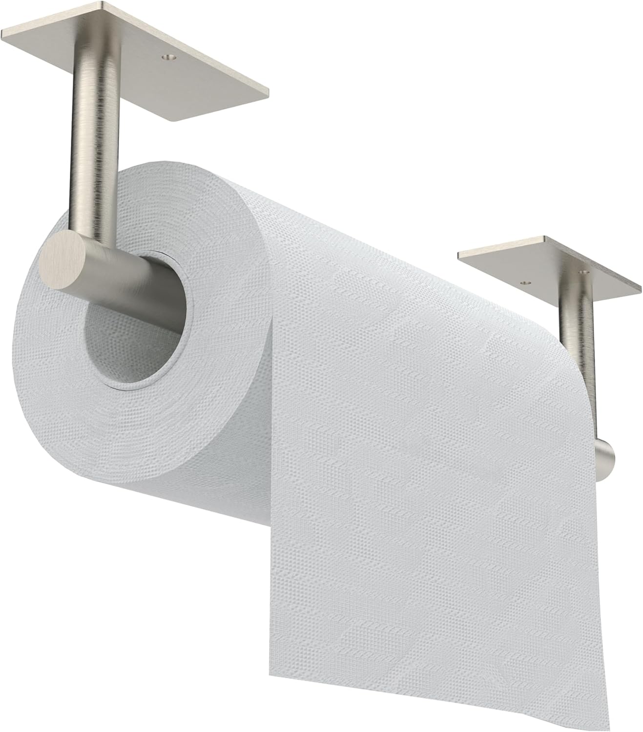 Paper Towel Holder Under Cabinet, Self Adhesive or Wall Mounted SUS304 Stainless Steel Paper Towel Holder for Kitchen, Bathroom, Farmhouse, Barbecue and Laundry (Silver)