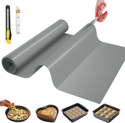 Silicone Baking Mat, 20 IN x 6 FT Free Cutting Baking Sheet,Non-Stick Reusable Dough & Pastry Mat,Non-Slip Silicone Mat Roll for Air Fryer Liner,Freeze Dryer,Oven Baking Pan,Kitchen Counter
