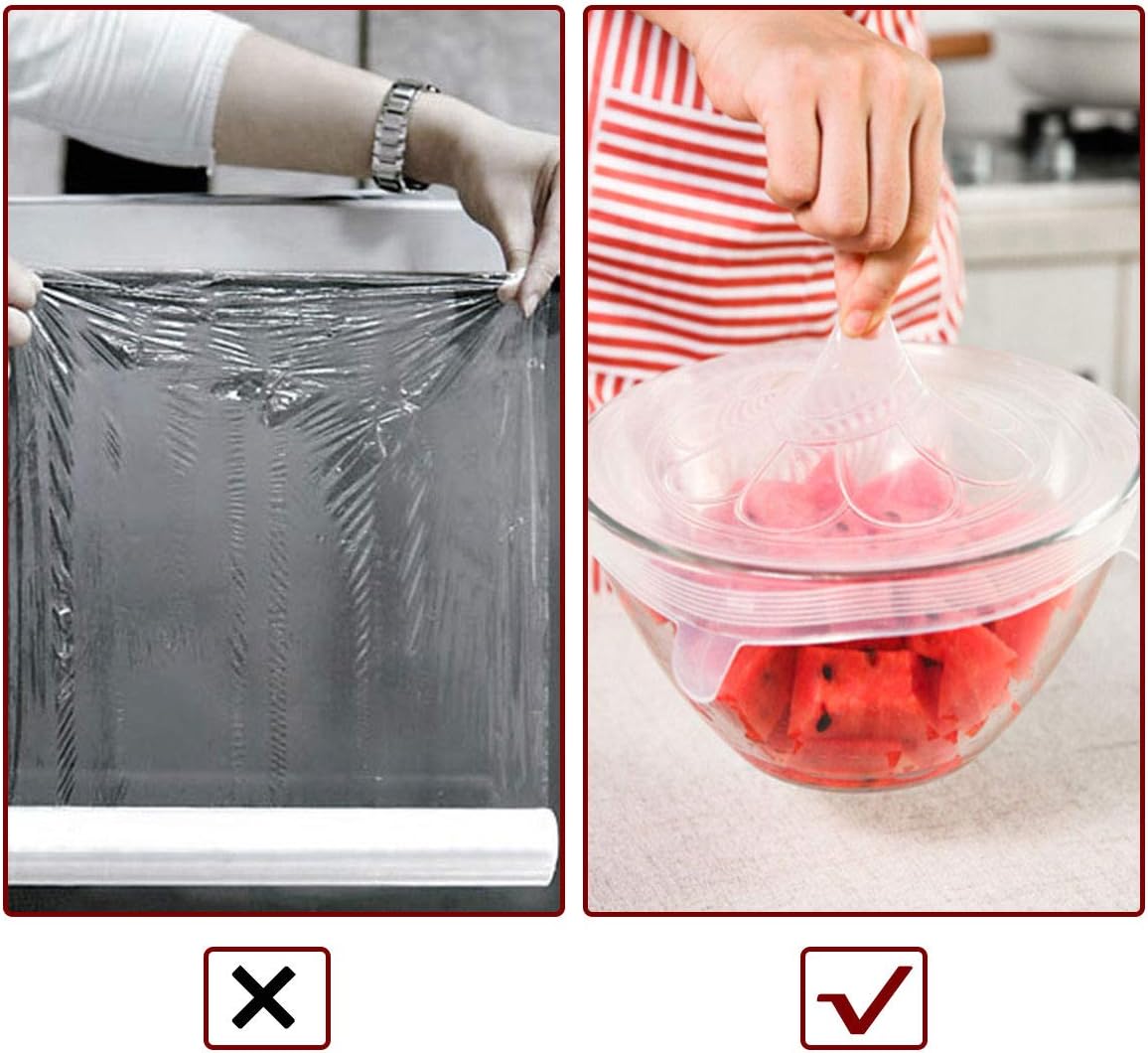 Silicone Stretch Lids Set Of 12 Elastic Reusable Microwave Food Covers Bowl Covers for Can, Cup and Glass Jars