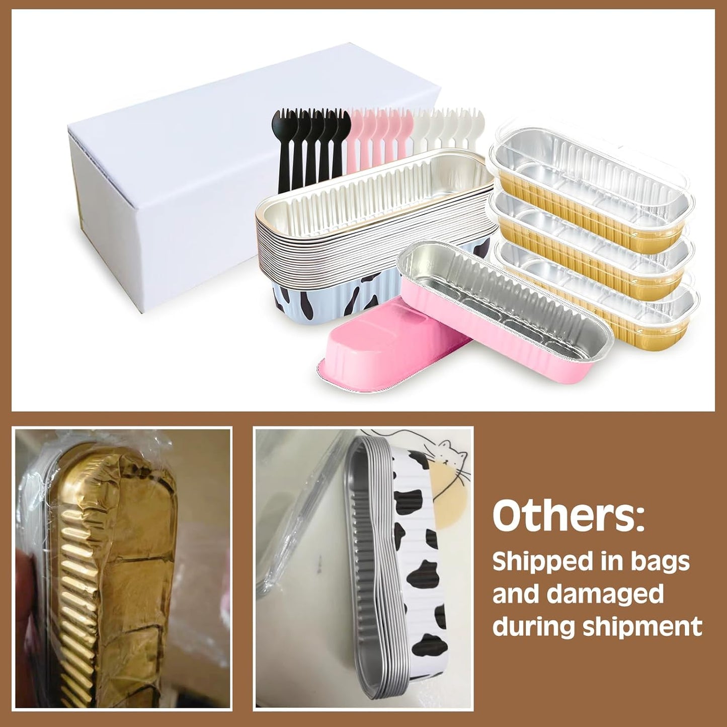 25 PCS Multiple colors Mini Loaf Pans with Lids and Spoons, 6.8oz Mini Cake Pans for Baking, Disposable Aluminum Foil Loaf Pans, Loaf Baking Pans for Party Individual Serving.