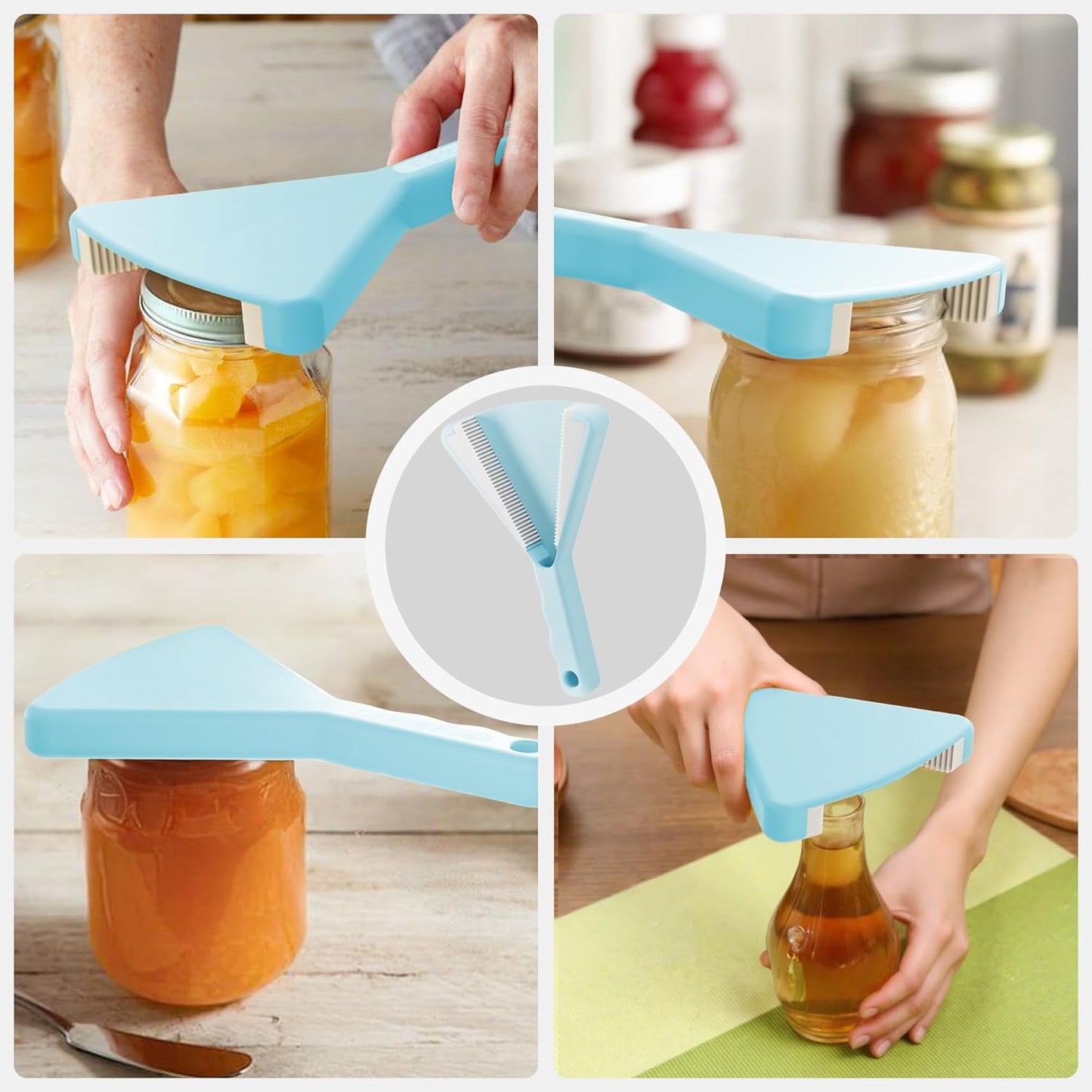 Li & Zhao Jar Opener Gripper for Weak Hands - Jar Lid Opener Grip Jar Opener Beer Bottle Opener Swing Away Can Opener Easy Twist Off Lid for Seniors with Arthritis Kitchen Gadgets(Blue)